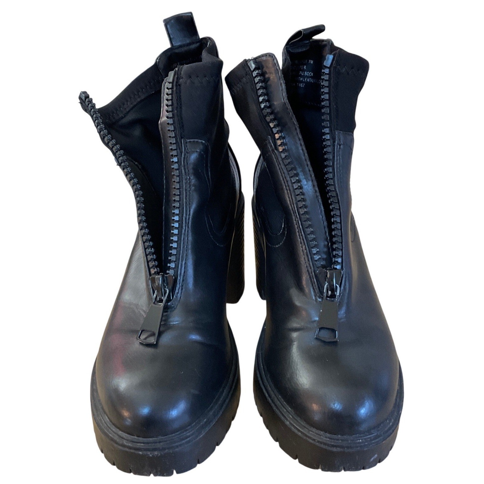 Madden Girl Truffle Front Zip Boots Goth Grunge Edgy Chunky Platform 7M Biker