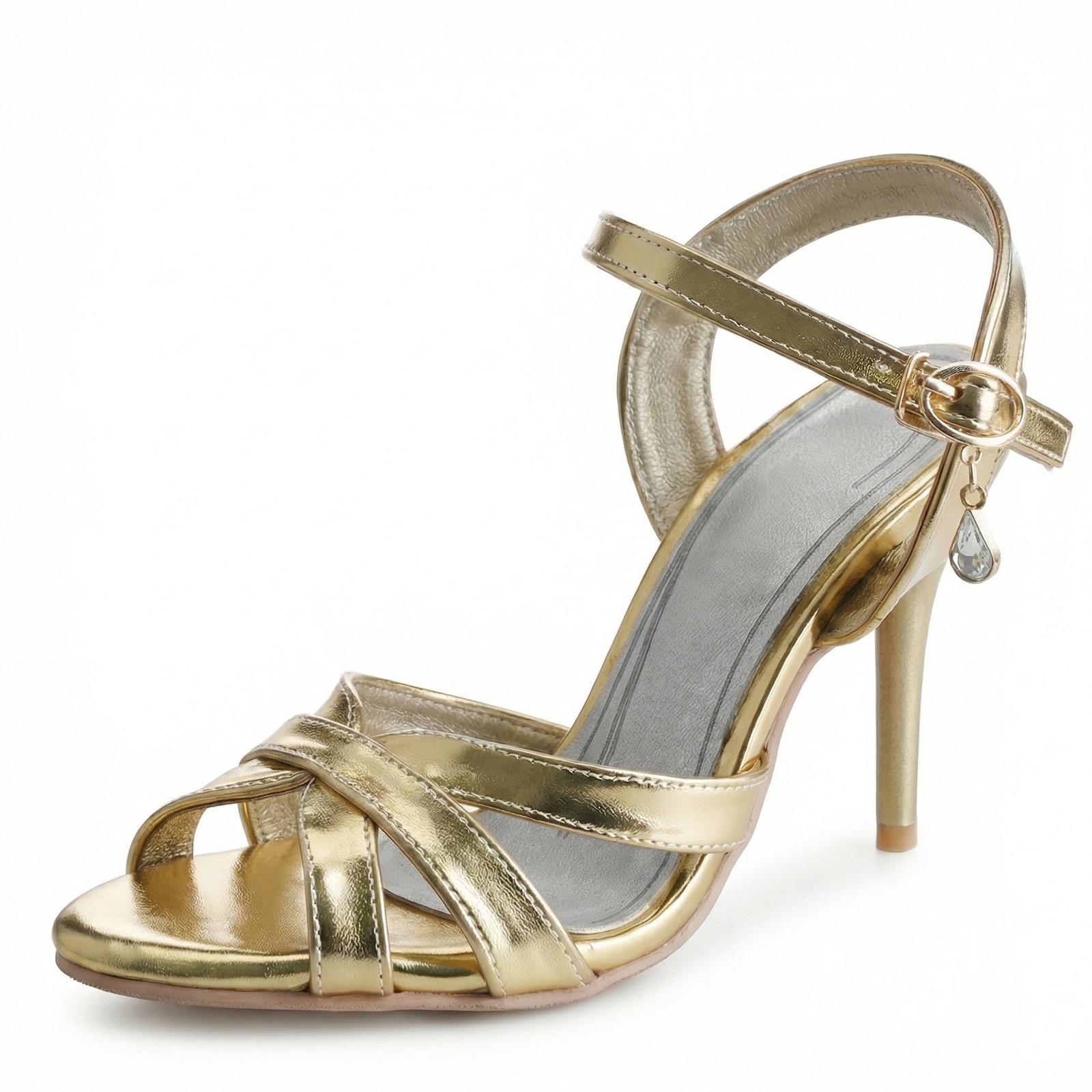 Womens Peep Toe High Heels Sandals Faux Leather Casual Party Dress Summer Shoes