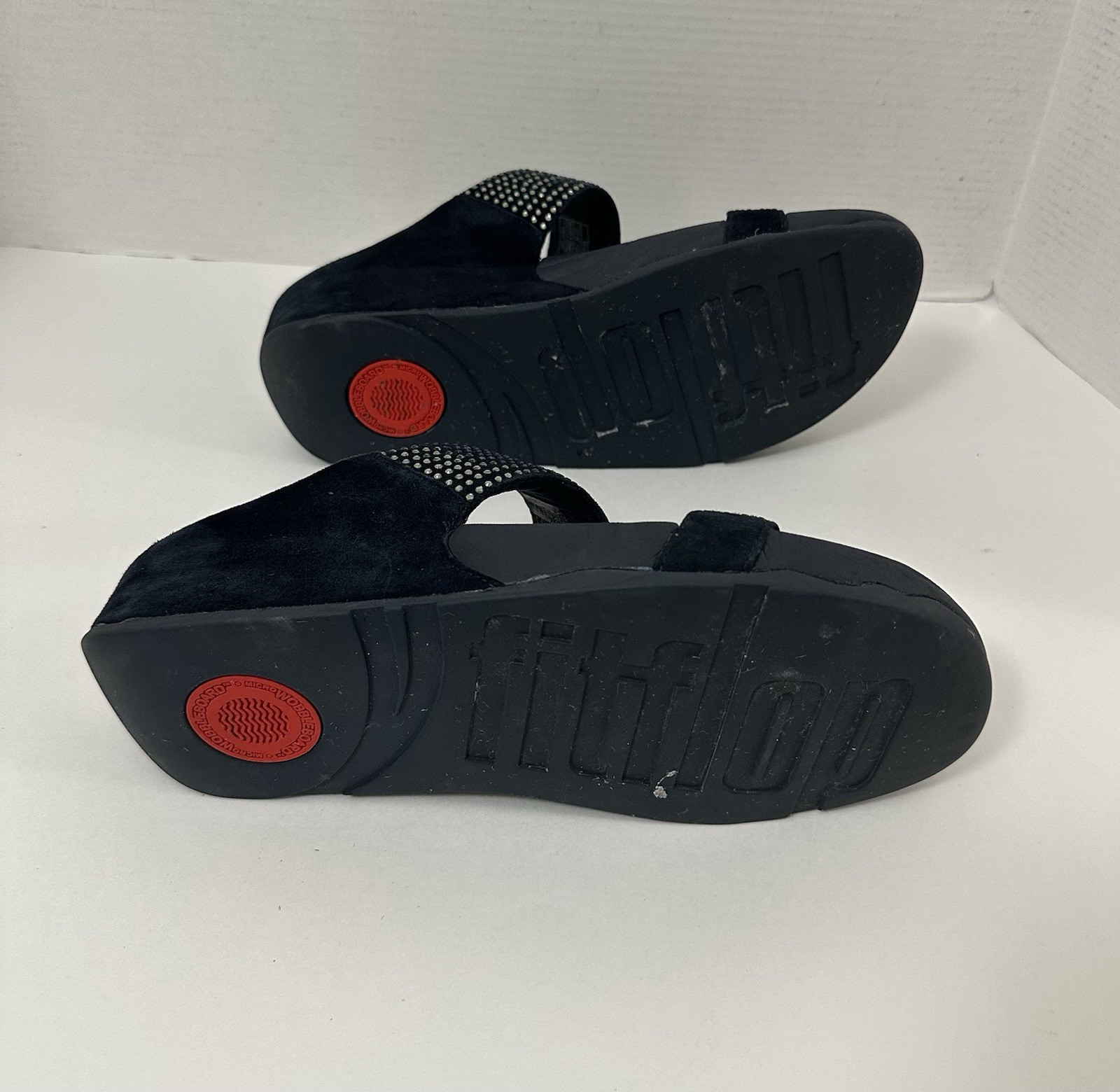 FitFlop Blue Wedge Sandals Beaded Rhinestone Slip On Women US 10 UK 8 EU 42