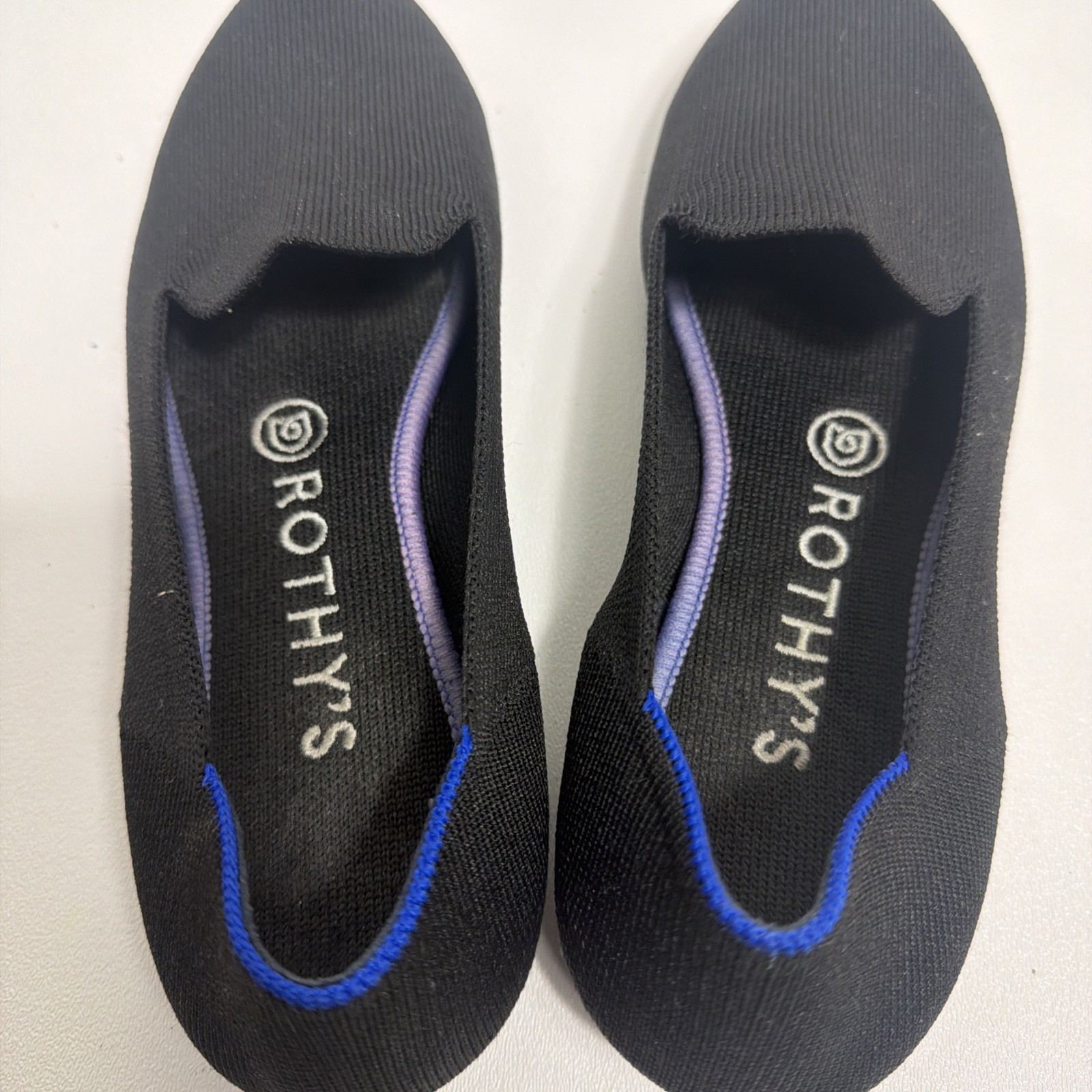 Rothy’s The Loafer Black Solid Knit Fabric Slip On Flats Round Toe Women’s 7.5
