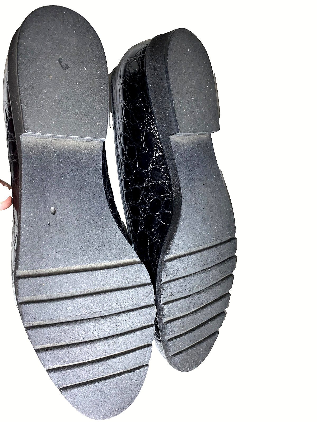 Salvatore Ferragamo Black Womens Dress Shoes Embossed Leather Size 9 c ITALY
