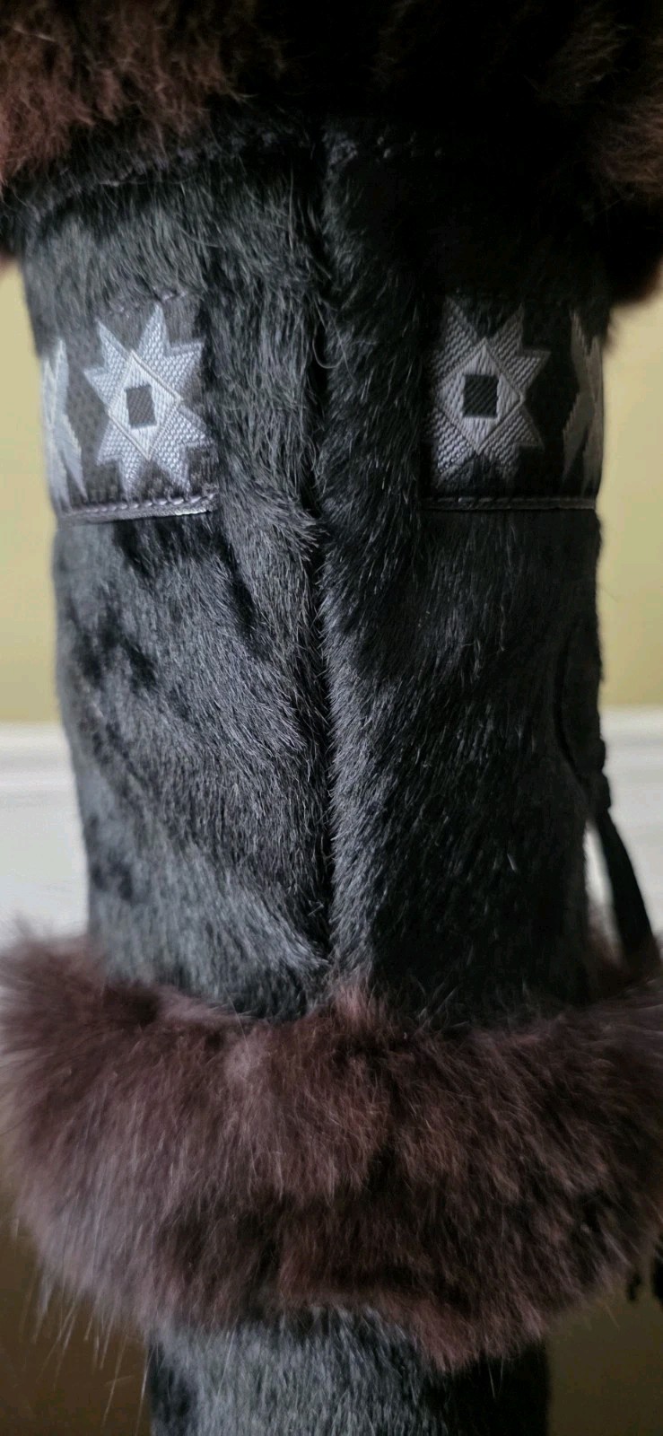 Vintage Tecnica Skandia Black Cowhide Fur Boots Italy EU 36 / US 5-5.5