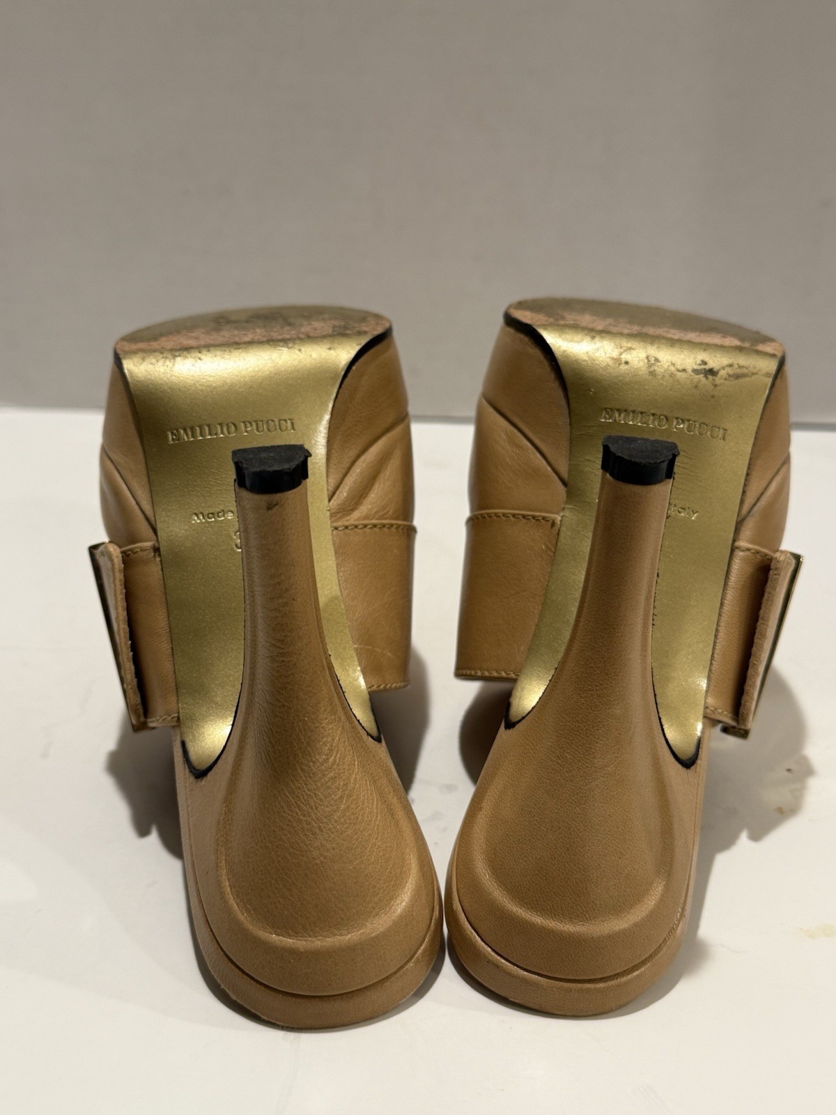 Emilio Pucci Leather Platform Pump Heel Mule Made Italy Women’s Size IT 36 US 6