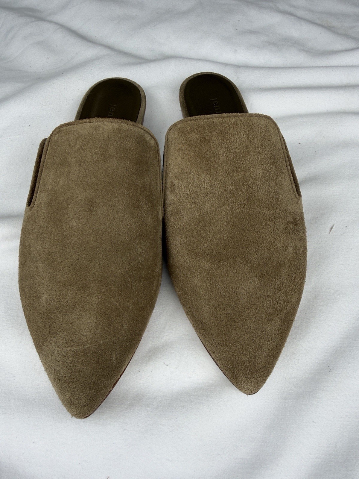 Jenni Kayne Women’s Brown/olive Suede Pointed Toe Slip-On Mule Flats EU 38