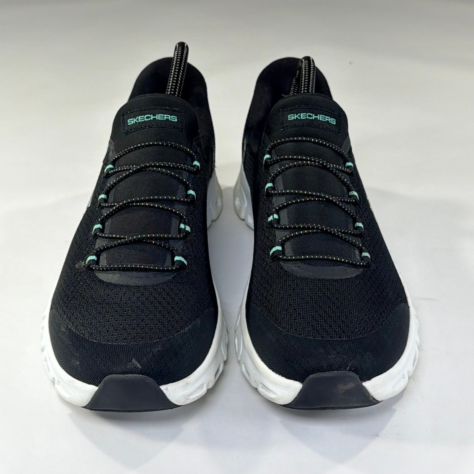 Skechers Slip-Ins Glide-Step Pursuit Sneakers Womens 9.5 Black Turquoise Walking