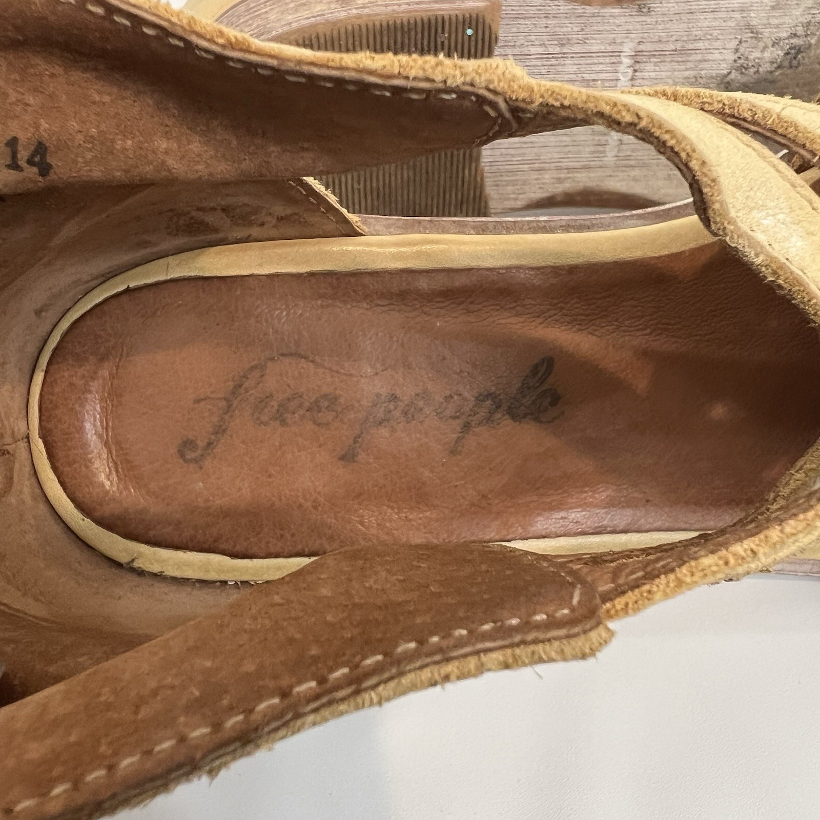 Free People Womens Size 37 Tan Wanderlust Leather Woven Flats Pointed Toe Cutout