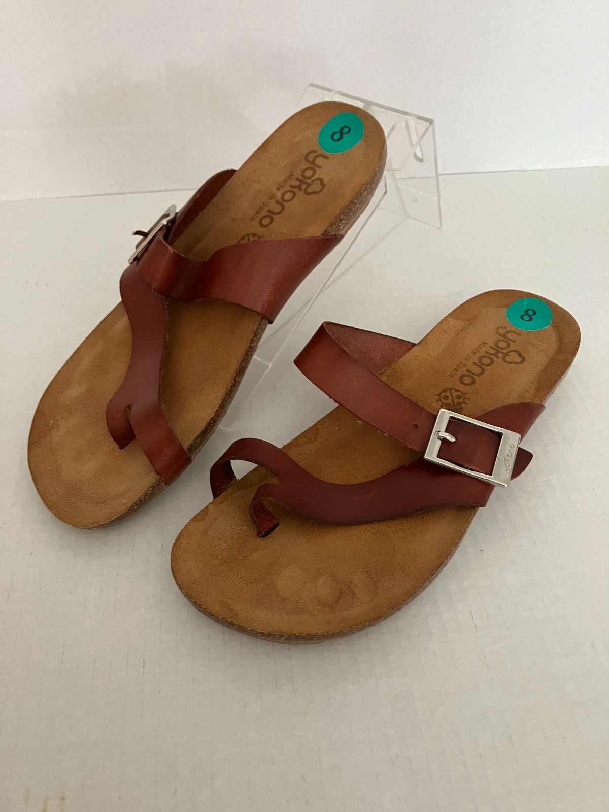 Yokono Ibiza Thong Sandals Cognac Brown Leather Women’s Size 8 Made in Spain