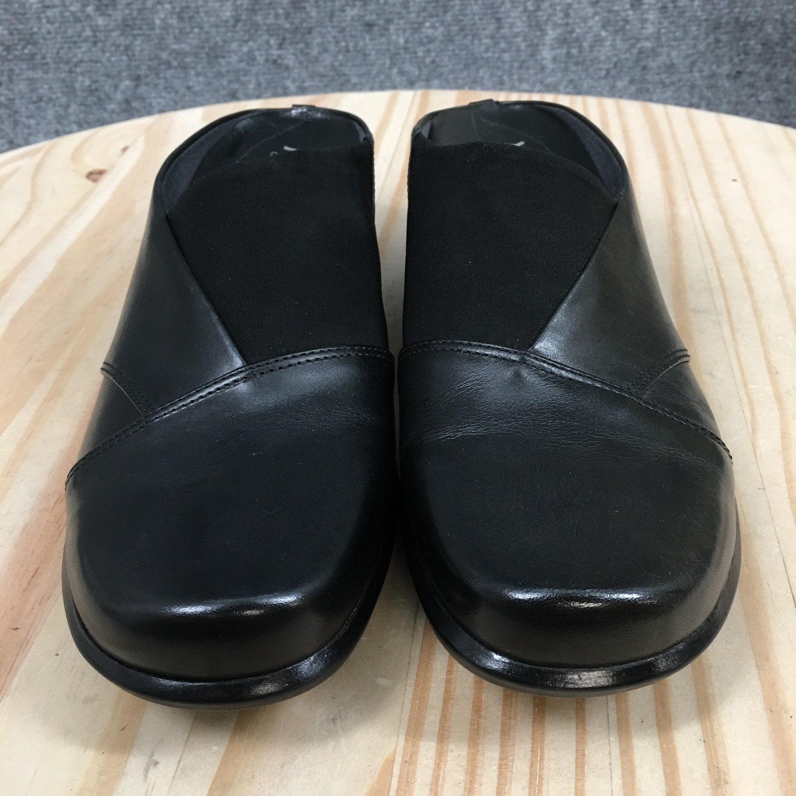 Clarks Artisan Tyler Mule Clog Womens 7.5M Black Leather Comfort Wedge NEW