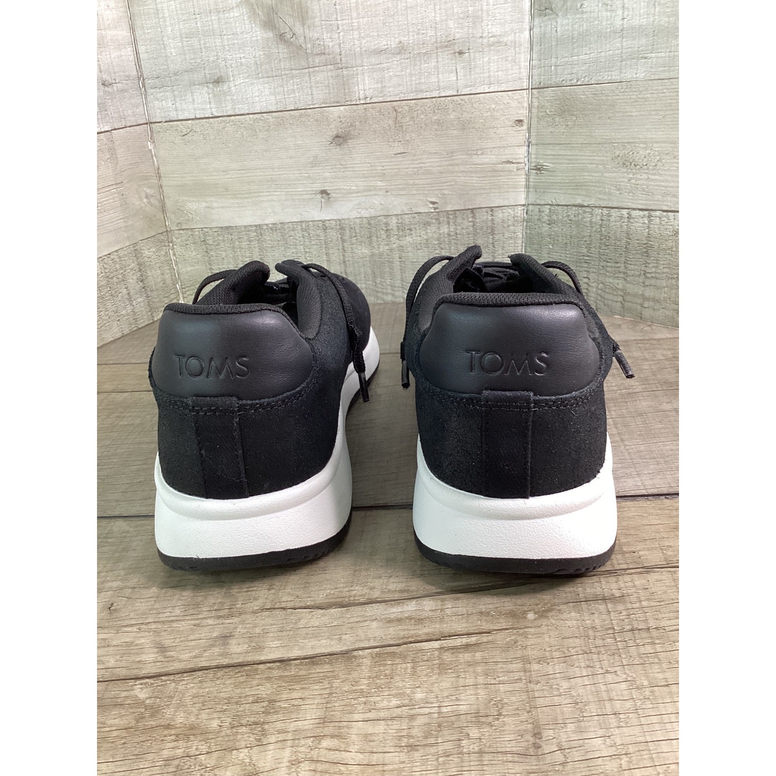 TOMS TRVL LITE Black Shimmer Textile Leather Sneakers Womens 10 Low Top Shoes