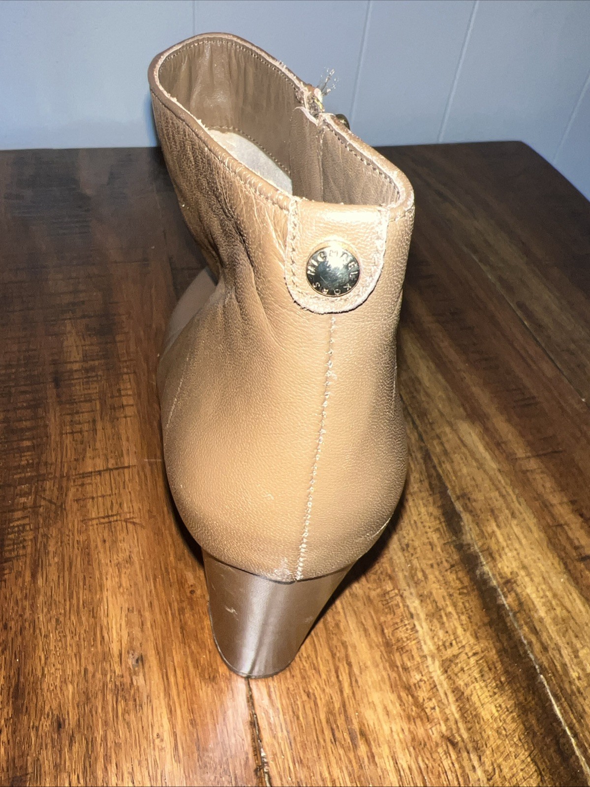 Michael Kors Brown Leather Side Zip Ankle Boots 4”Heels Size 10 VC15F