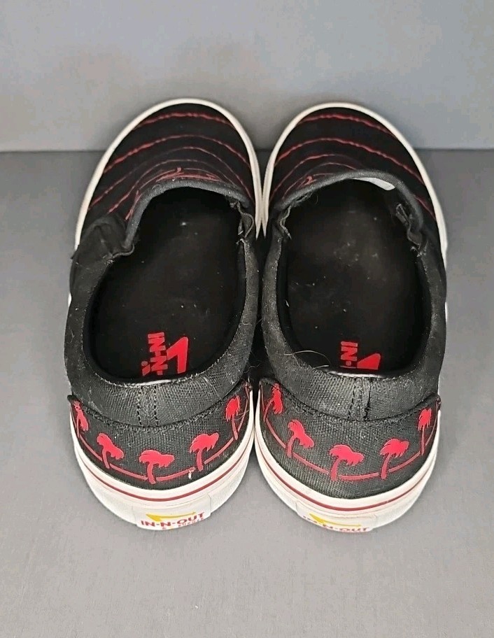 IN ‘N OUT BURGER Drink Cup Shoe Slip On Sneaker Women 8.5 Men 7 Black Red Canvas