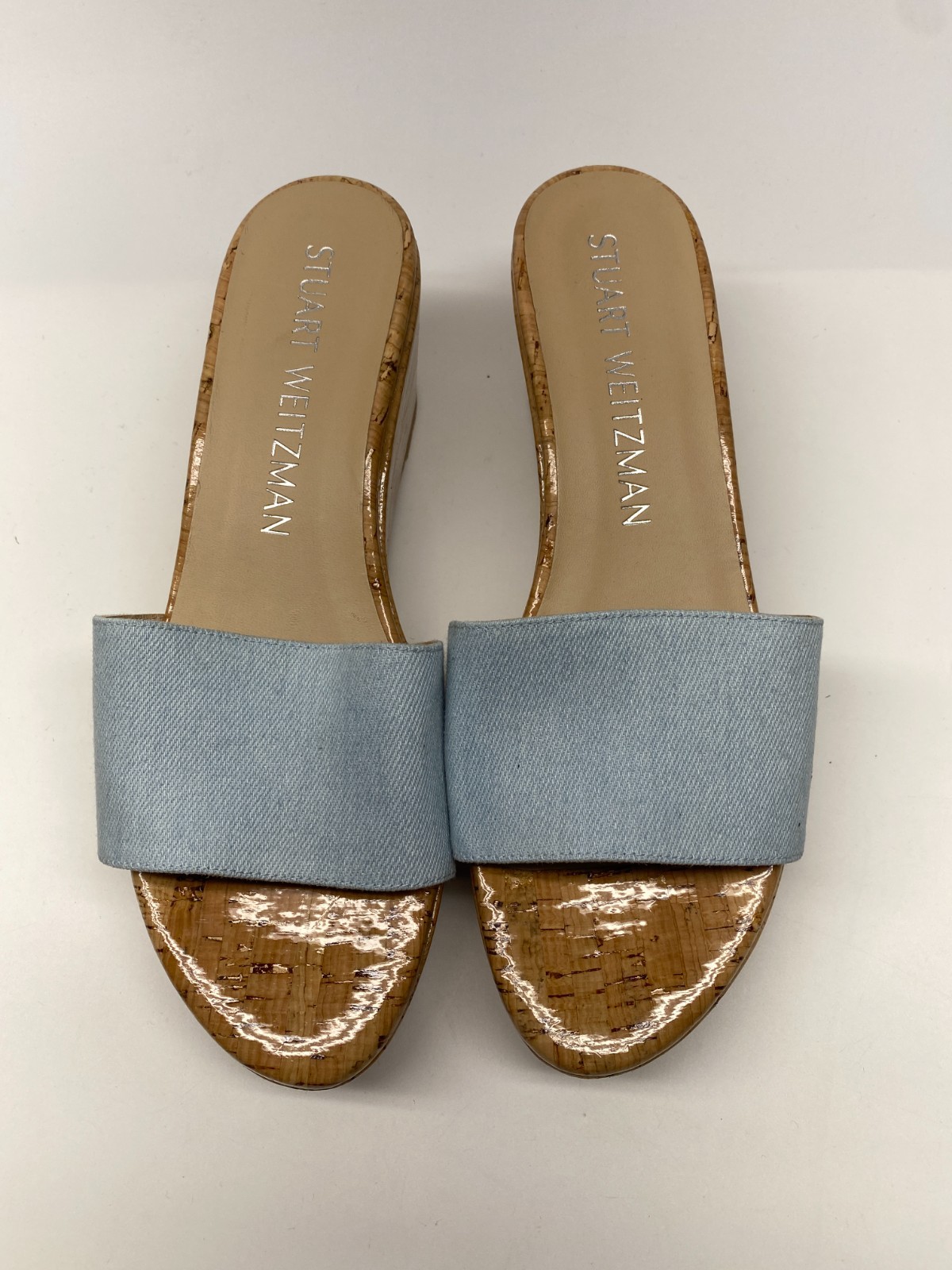 Stuart Weitzman Womens Summer Denim Wedge Sandals Sz 10 B