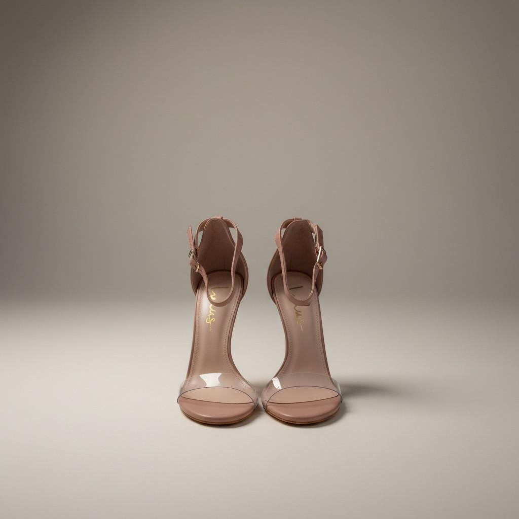 Lulus Nude Clear Strap Stiletto Heels