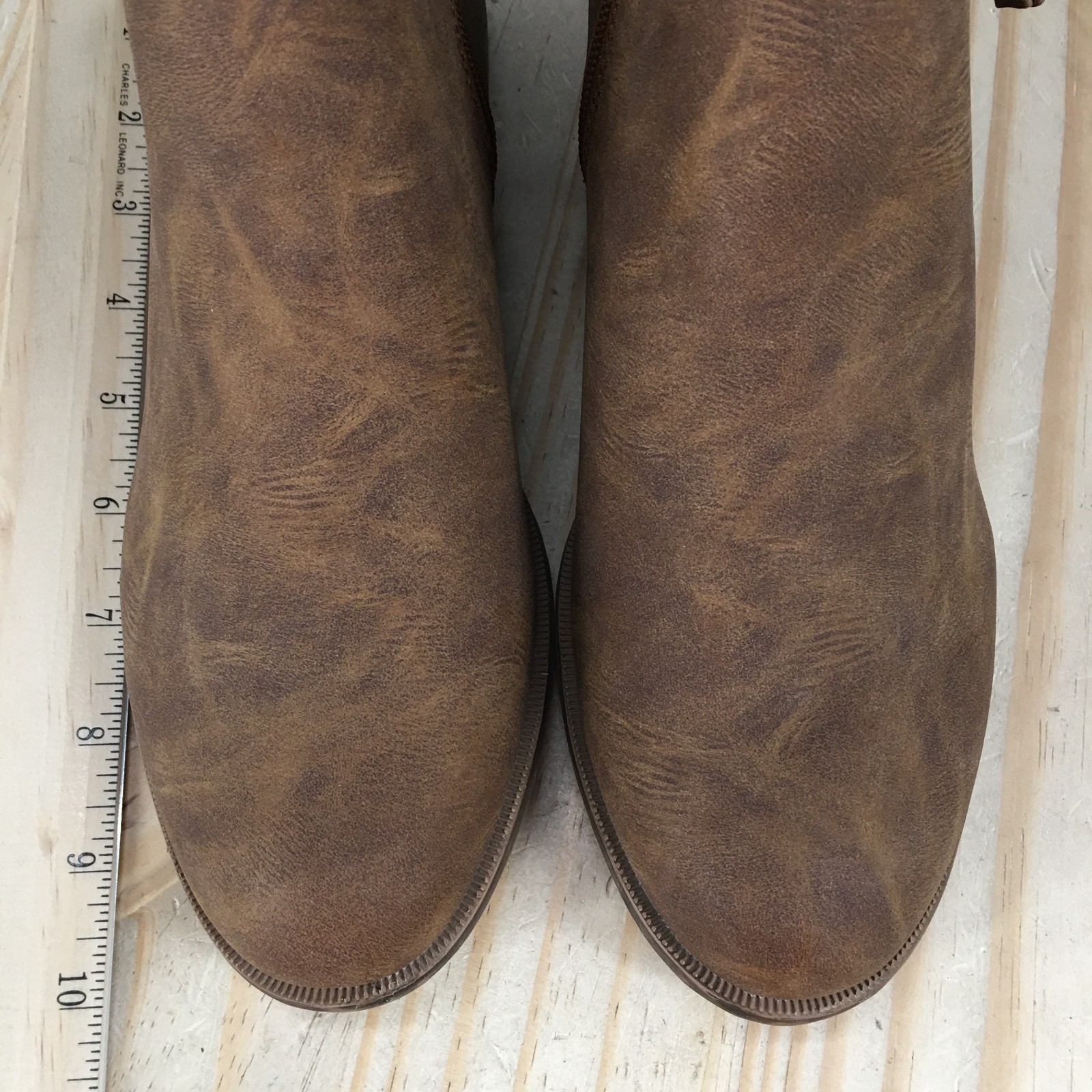 Time And Tru Ankle Boots Womens 7 Side Zip Casual Low Heels Round Toe Brown