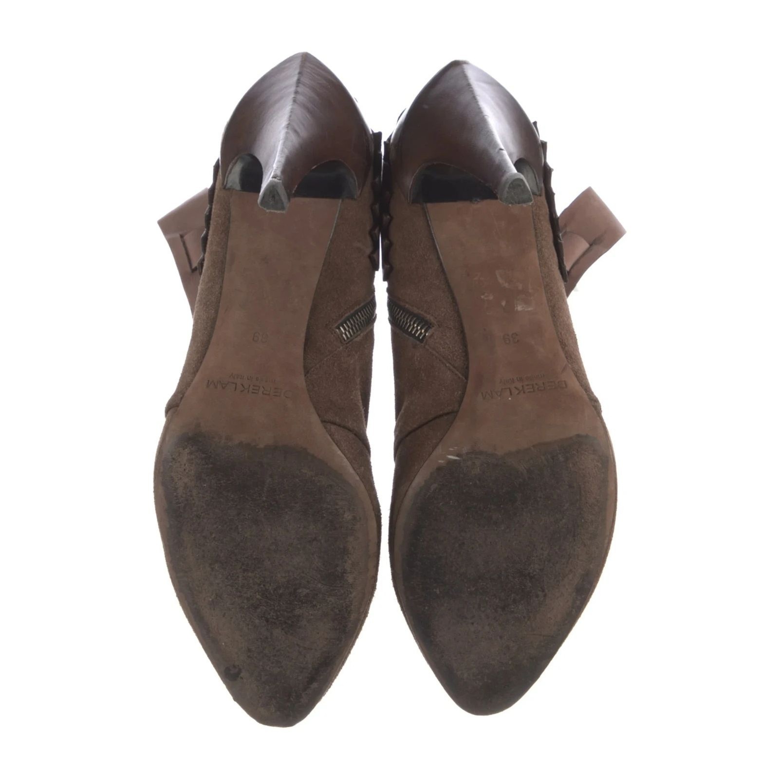 Derek Lam Brown Suede Leather Pointed Toe Ankle Booties Heels EU 39