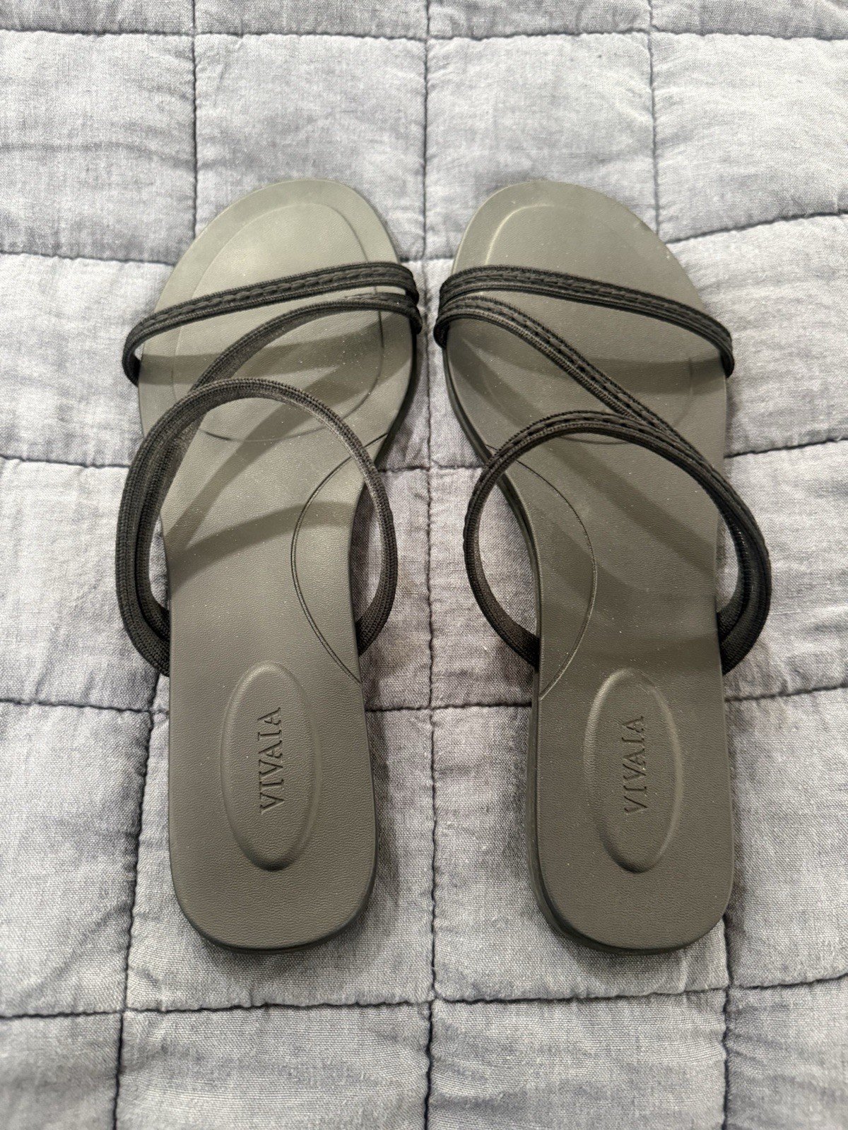 VIVAIA Women’s Strappy Slip-On Flat Sandals Black EU 42 US 10.5