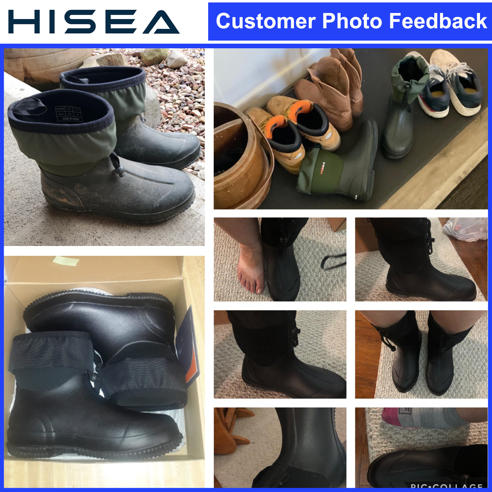 HISEA Women Garden Boots Ankle Neoprene Rubber Muck Mud Chore Working Rain Boots