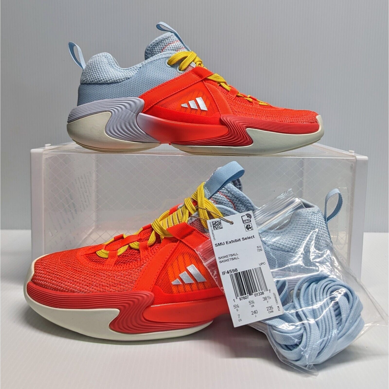 Size 7 W – adidas Exhibit Select Mid Solar Red Silver Metallic Basketball Shoes