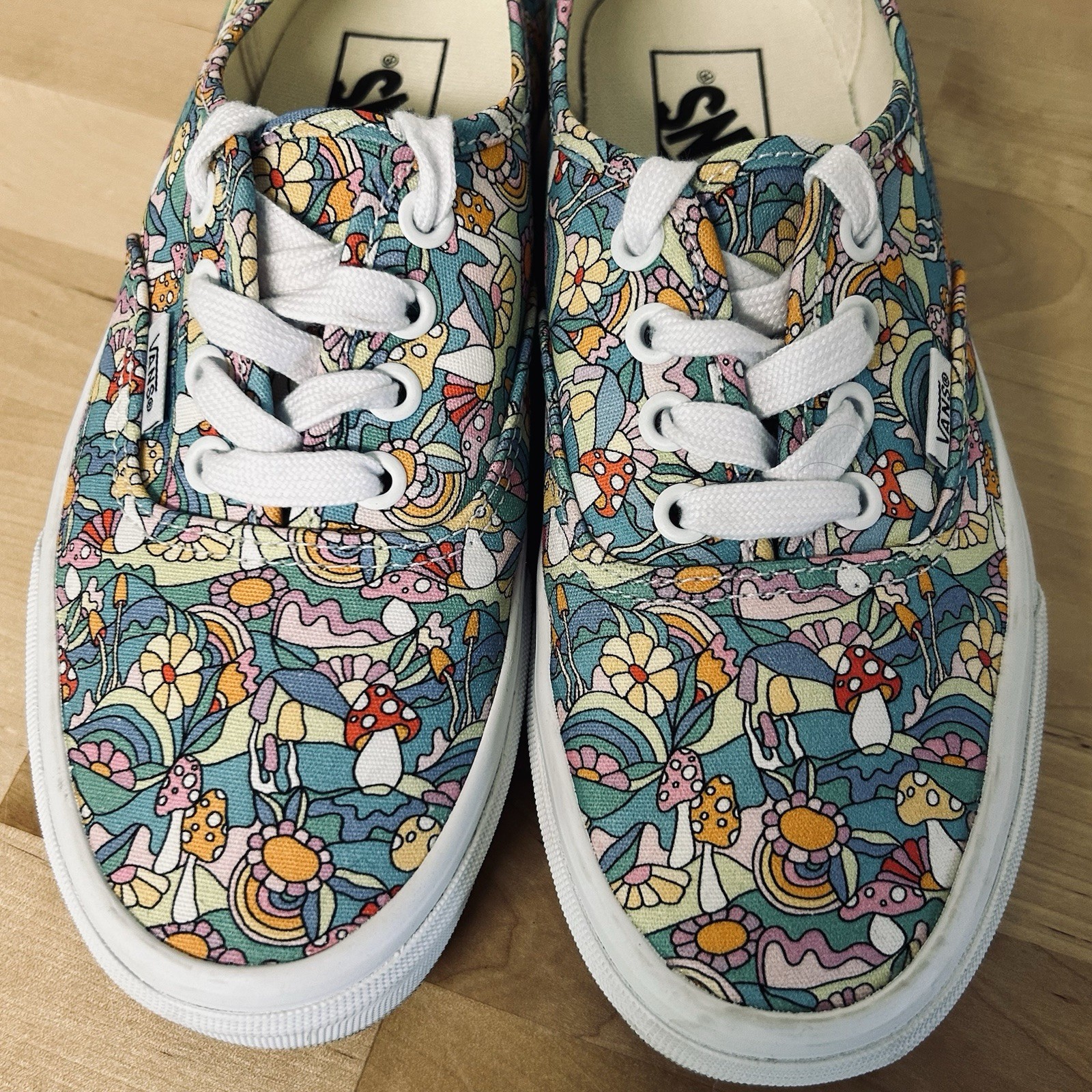 Vans Sneakers Trippy Mushrooms Womens Sz7 Floral Psychedelic Hippie Goblincore
