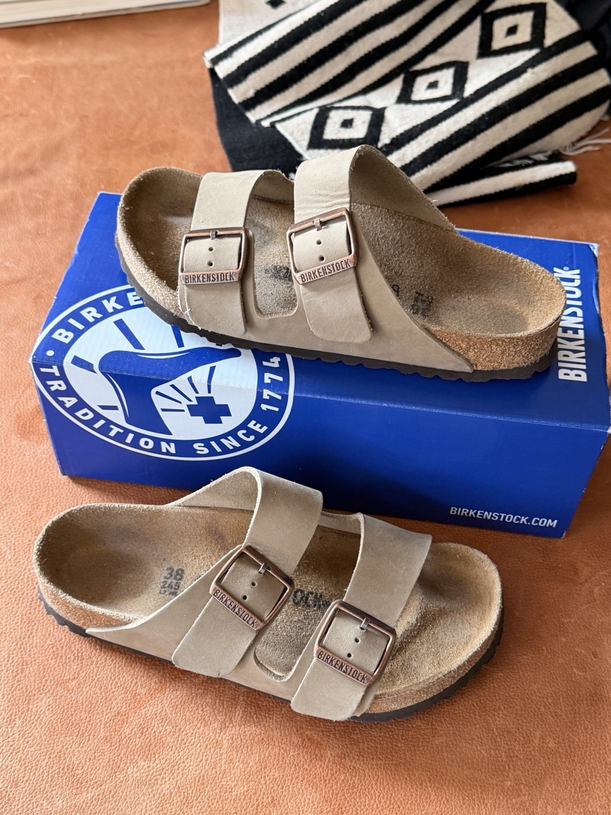 Birkenstock Arizona Slides Taupe 7.5 Regular Fit