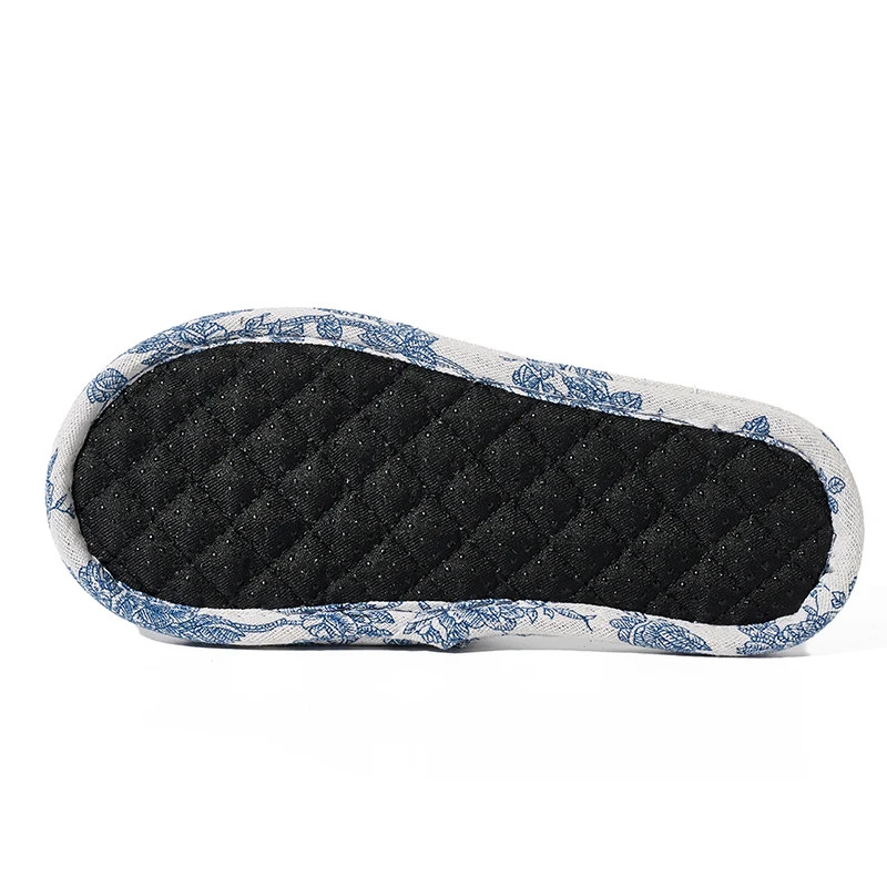 Women Home Slippers Soft Cotton Floral Floor Shoes Antislip Bedroom Slippers Lig