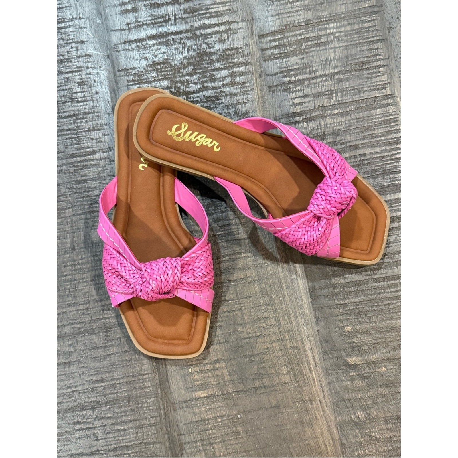 Sugar Pink Braided Knot Slide Sandals for Women