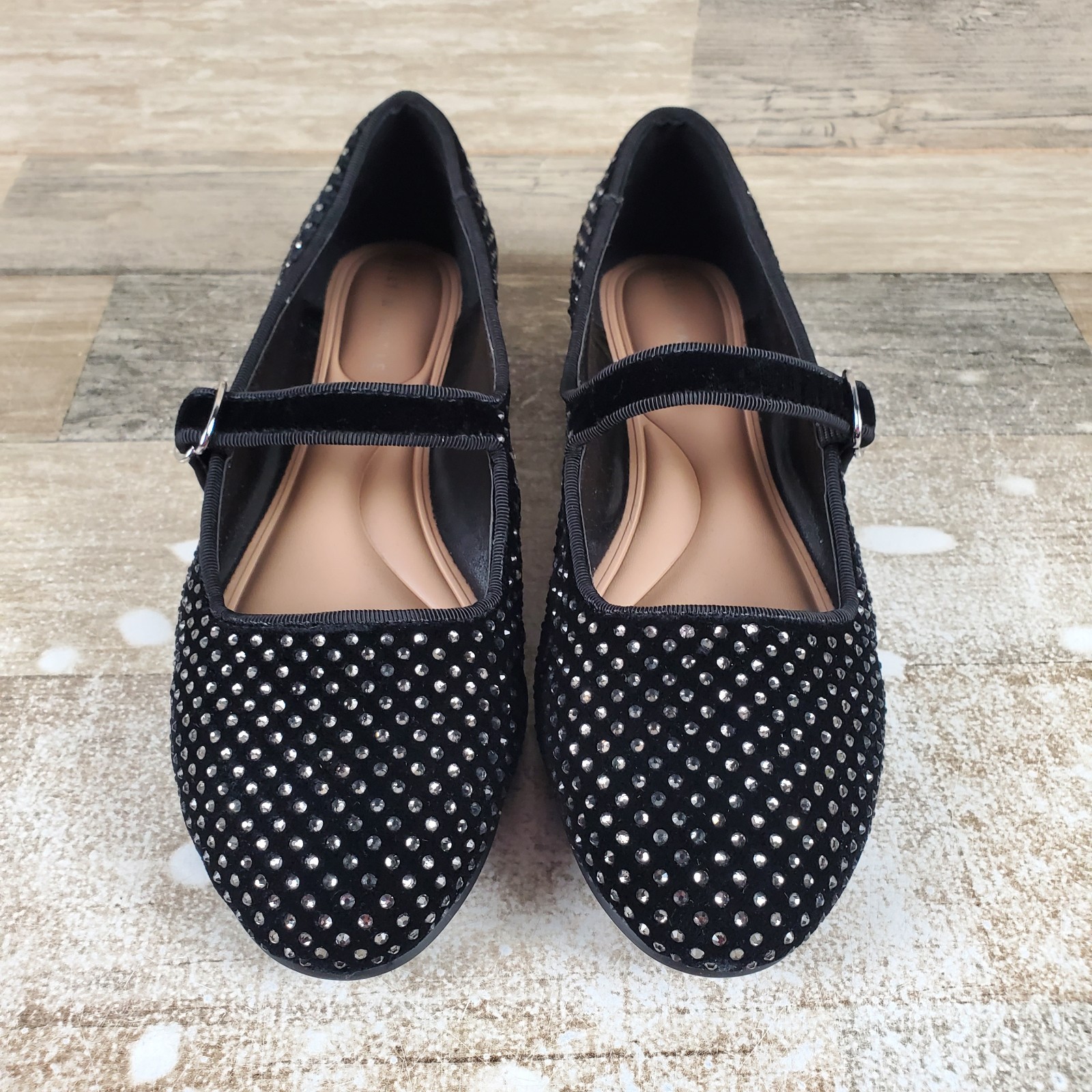 Kelly & Katie Lisara Womens Mary Jane Sz 6 M Comfort Black Velvet Slip On Shoes