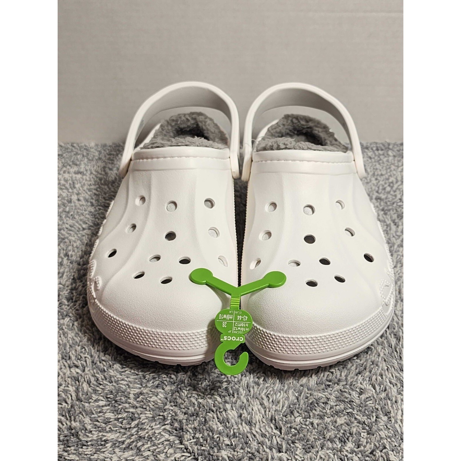Crocs Baya Lined Clogs White Size Women’s 12 Men’s 10 Slip on Faux Fur Fuzzy NEW