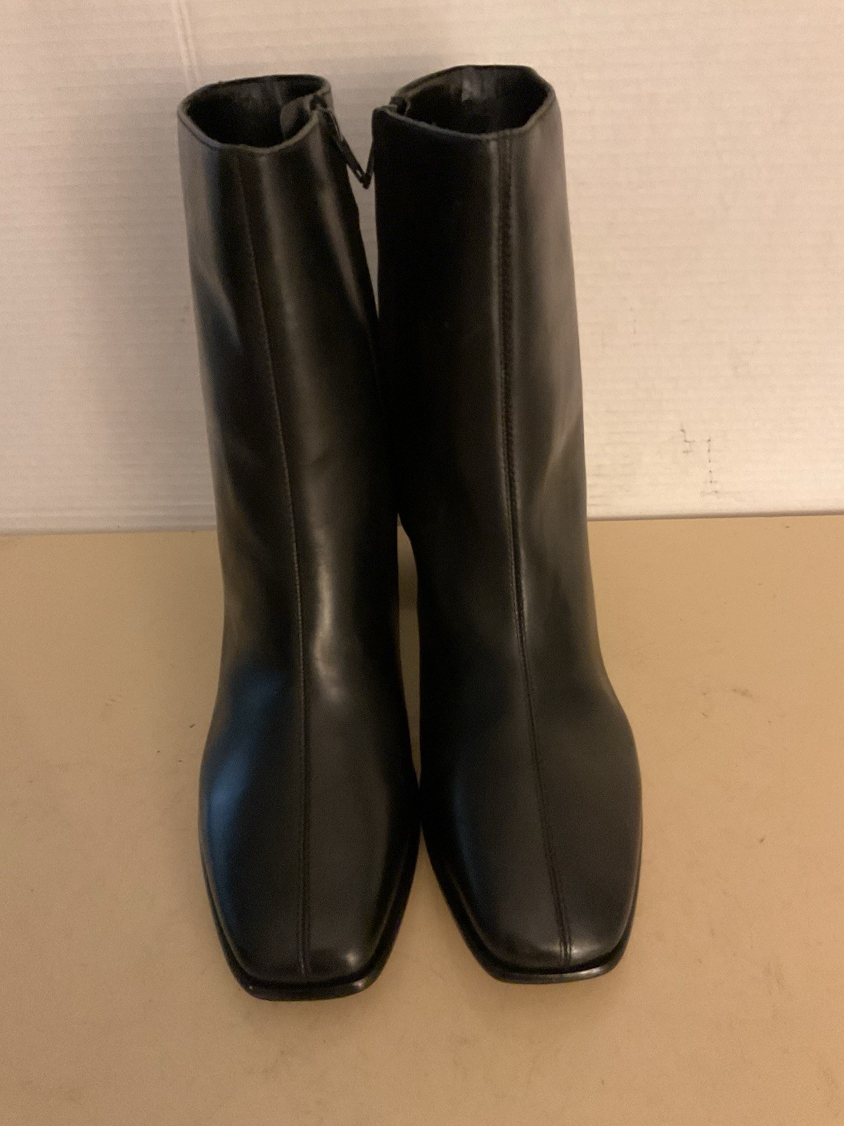 Jatarea Women Black Leather Chelsea Heel Boots US 11 Euro 42 UK 9