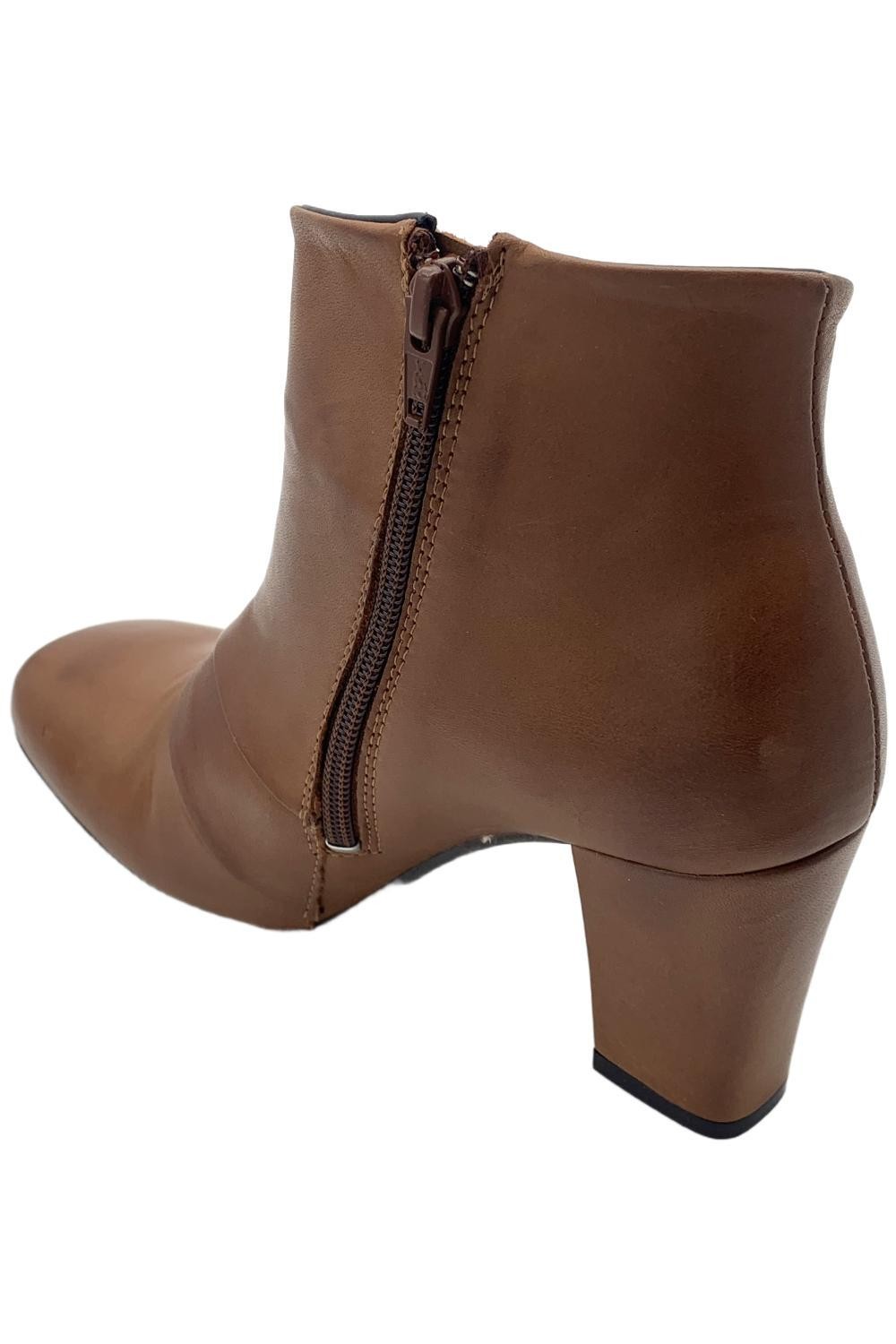 Miz Mooz Leather Heeled Ankle Boots Haydin Brandy
