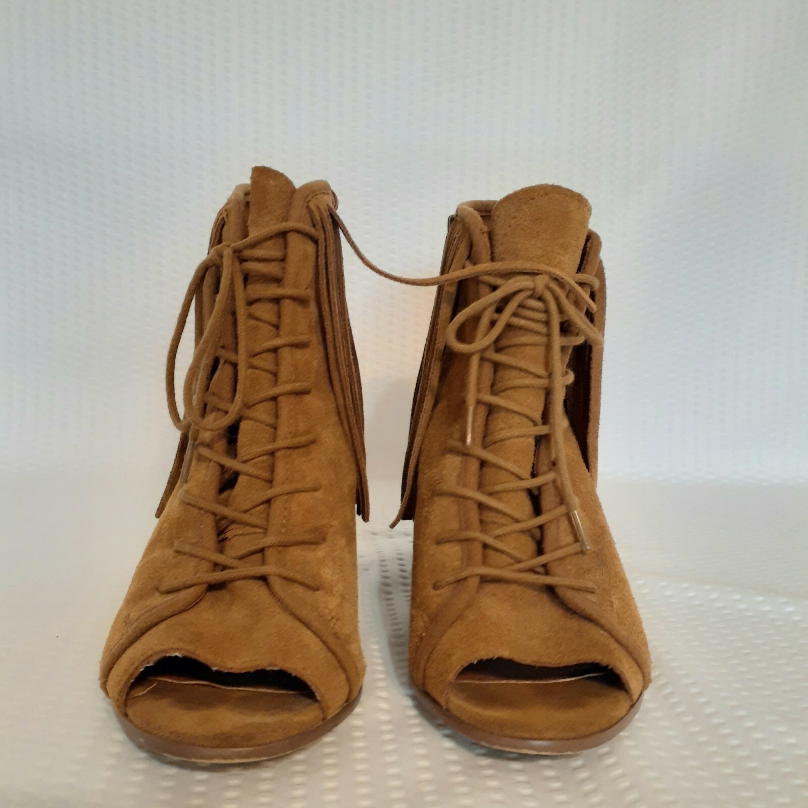 Steve MADDEN FRINGE Ankle Boot Open Toe Fringe Boho US 6B, Euro 36,37 Suede