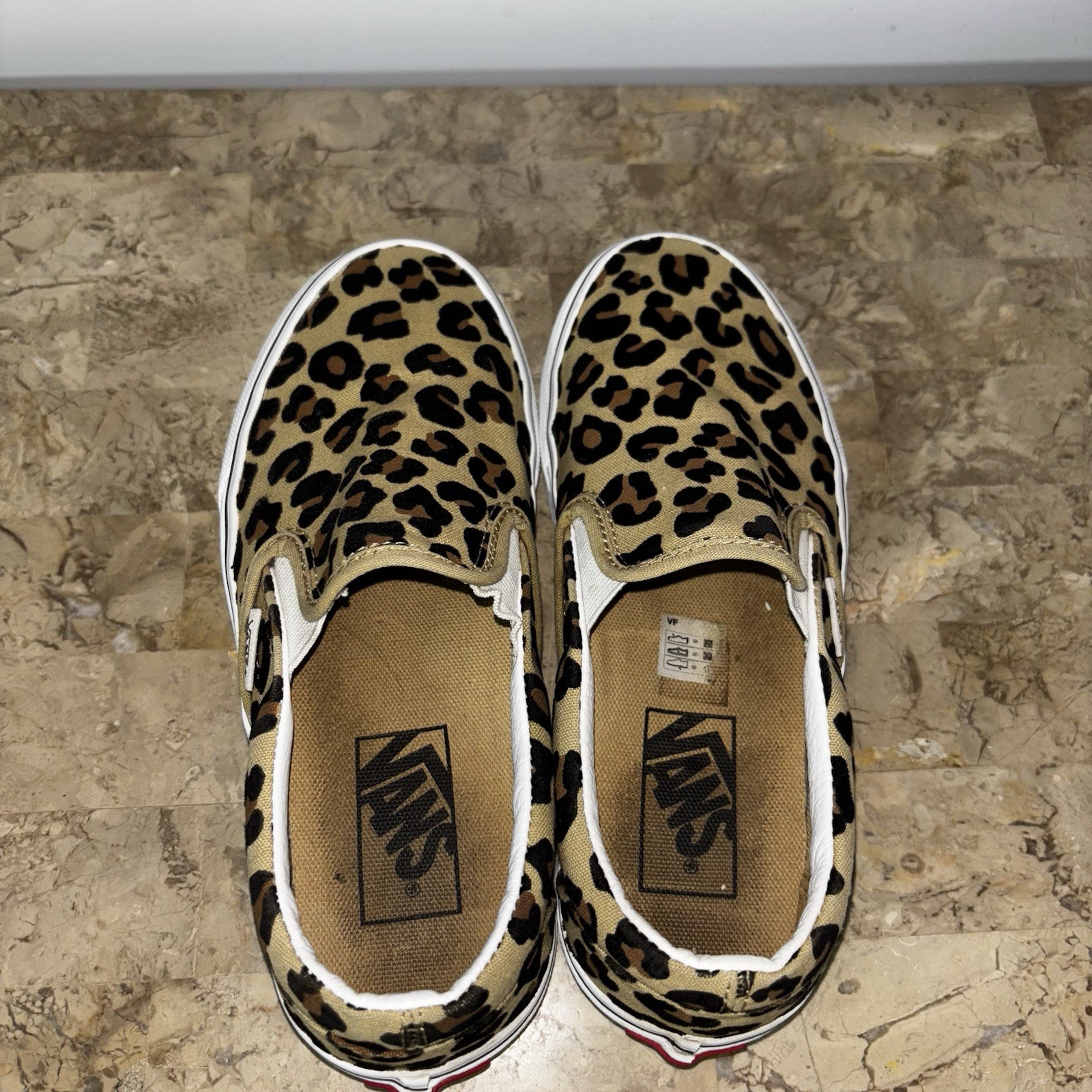 Vans Classic Slip-On Cheetah Print Canvas Skate Shoes Women Size 5 Men 3.5