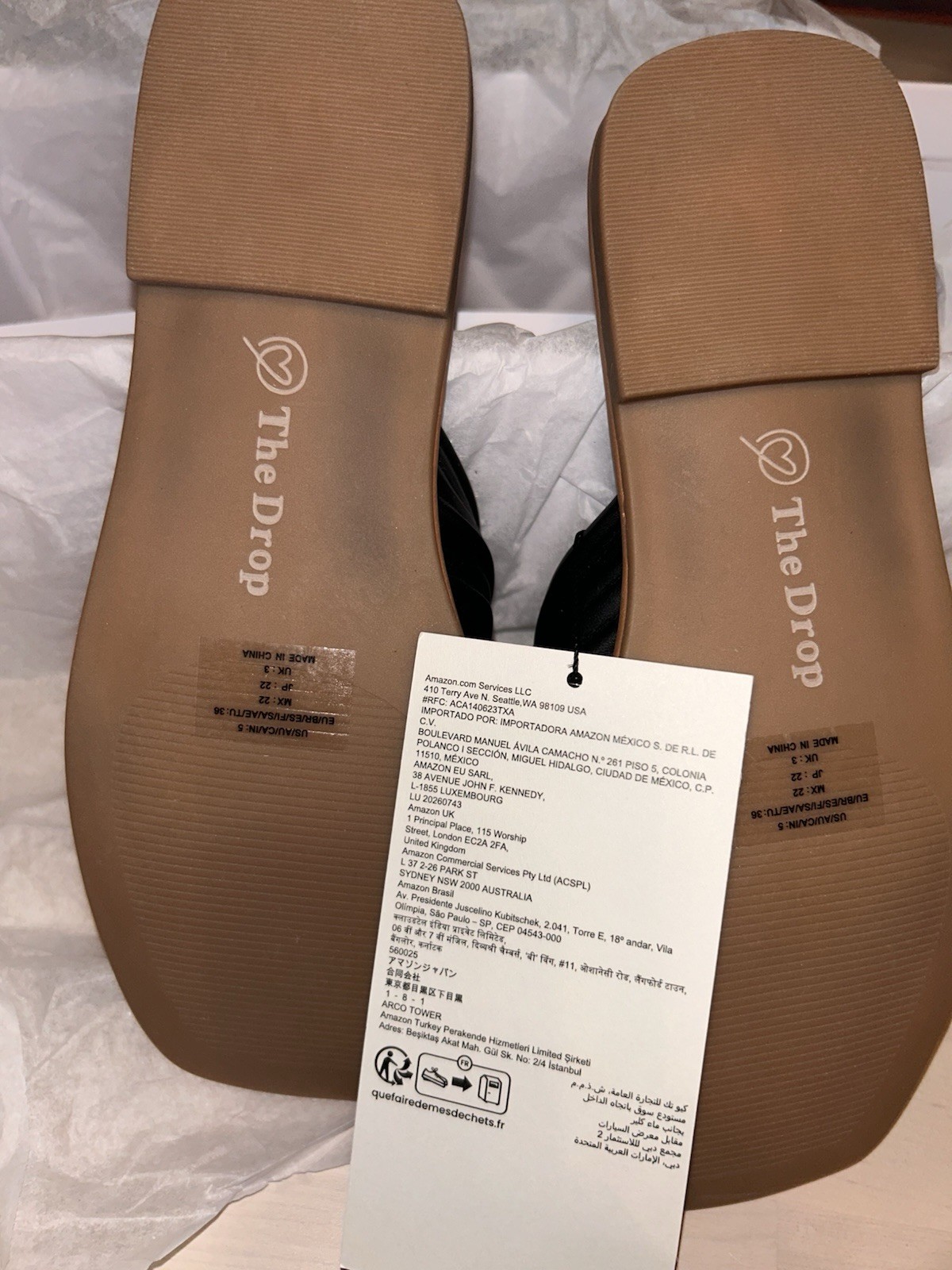 The Drop Ida-Black Knot Flat Open Toe Sandal Size 5 NEW NIB