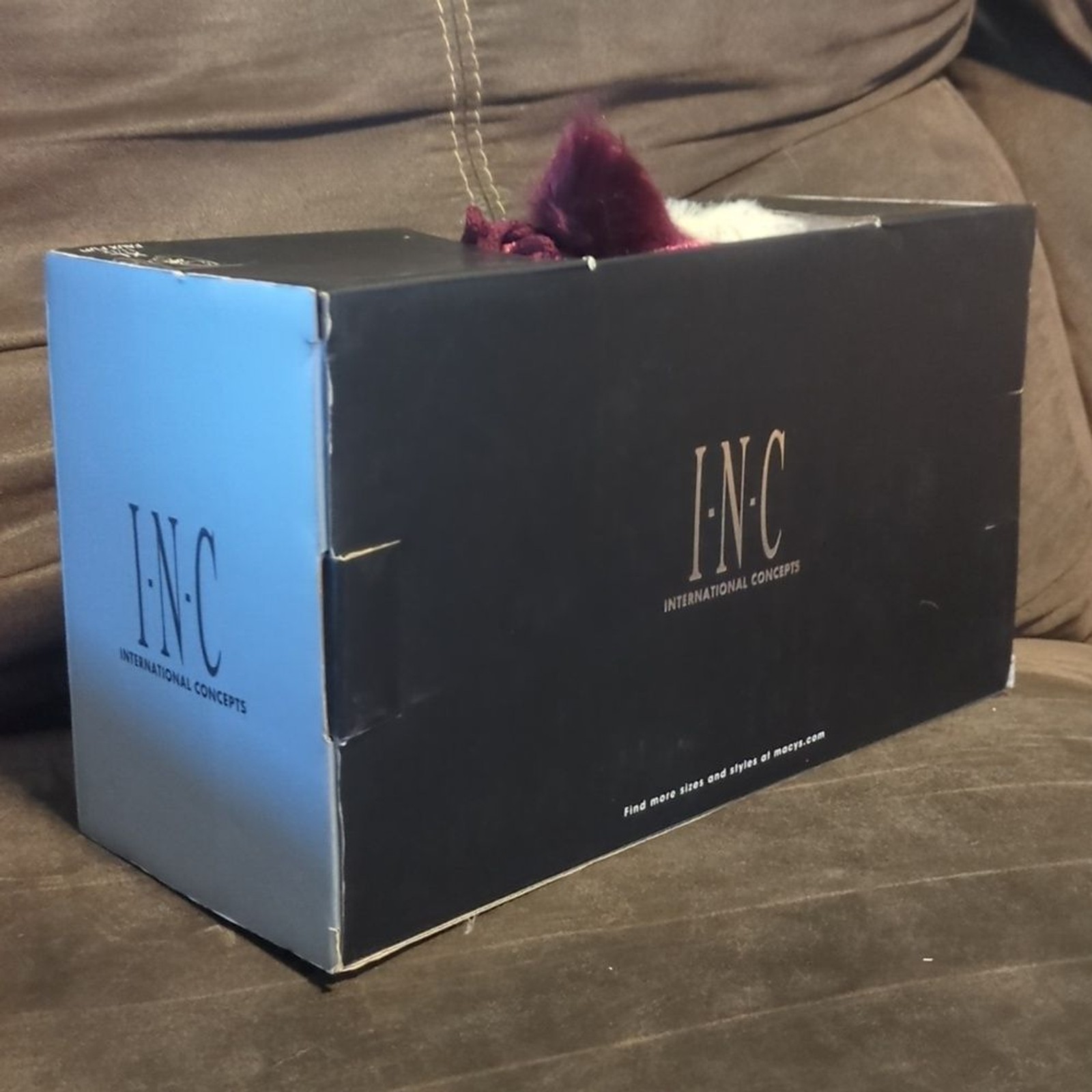 INC Burgundy Faux Fur Slippers Hard Sole Women’s XL NIB luxury soft