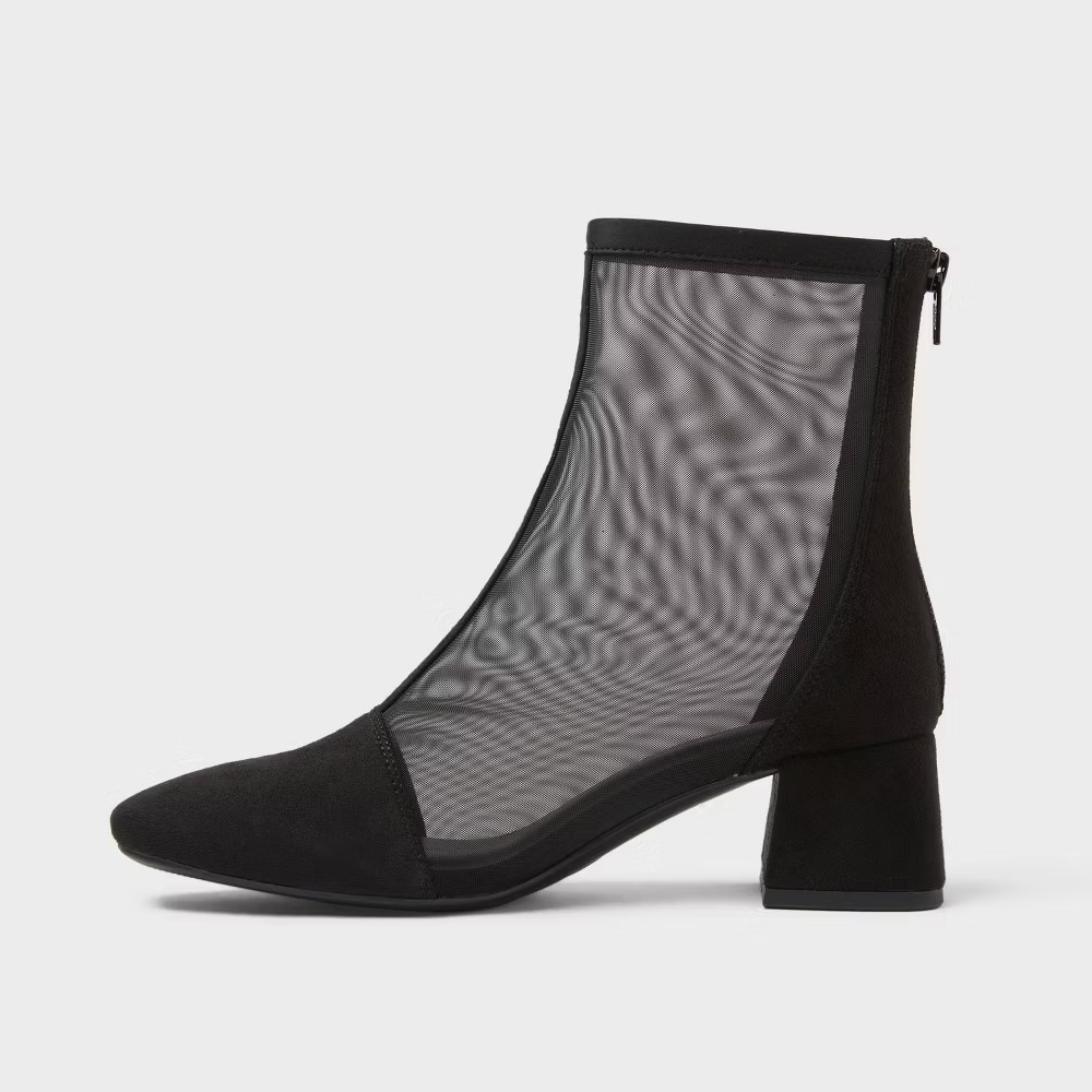 Women’s Celaena Mid-calf 1.75″ Heel See-thru Boots Size 9 Black A New Day