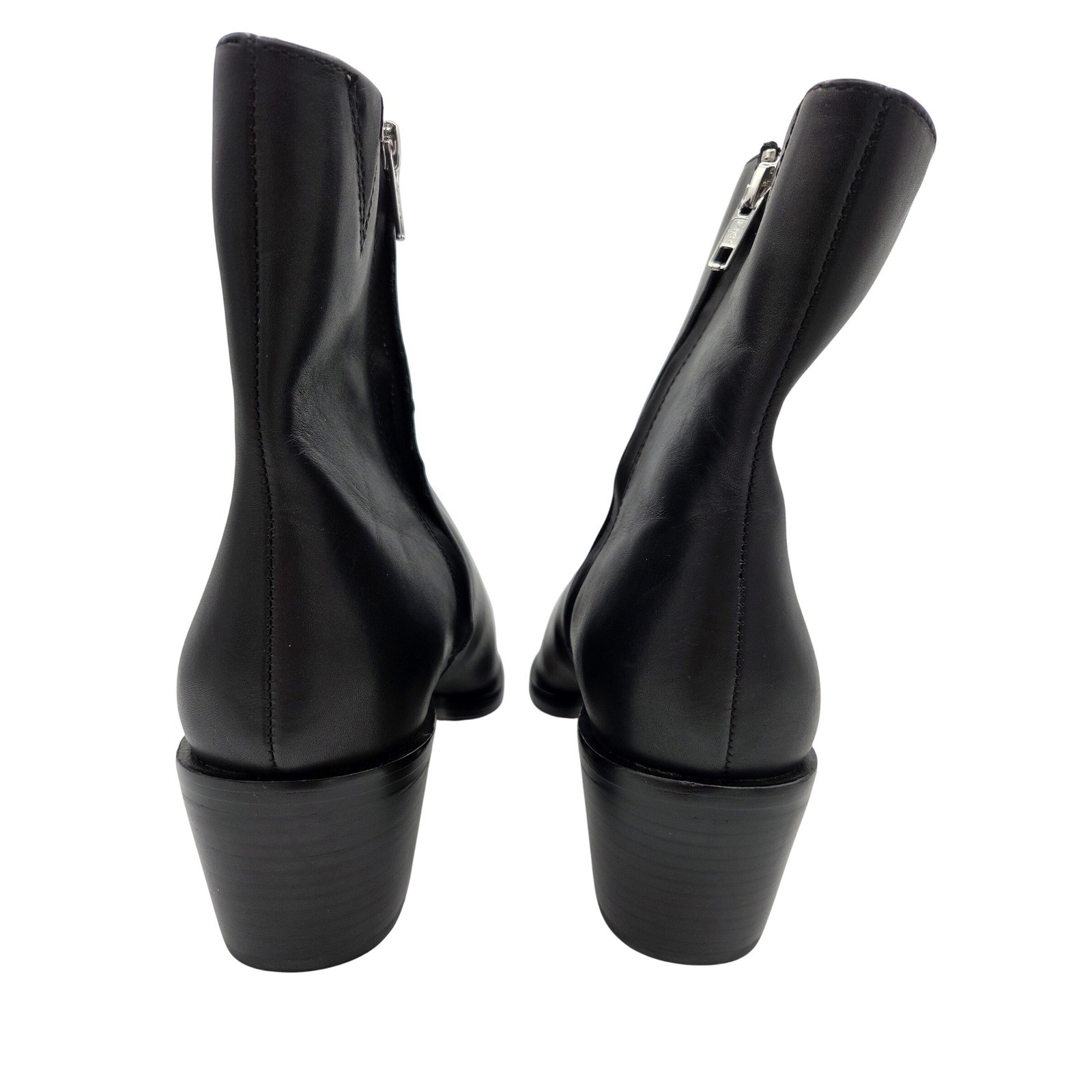 Madewell The Darcy Black Leather Pointed Toe Block Heel Ankle Boots Women sz 11