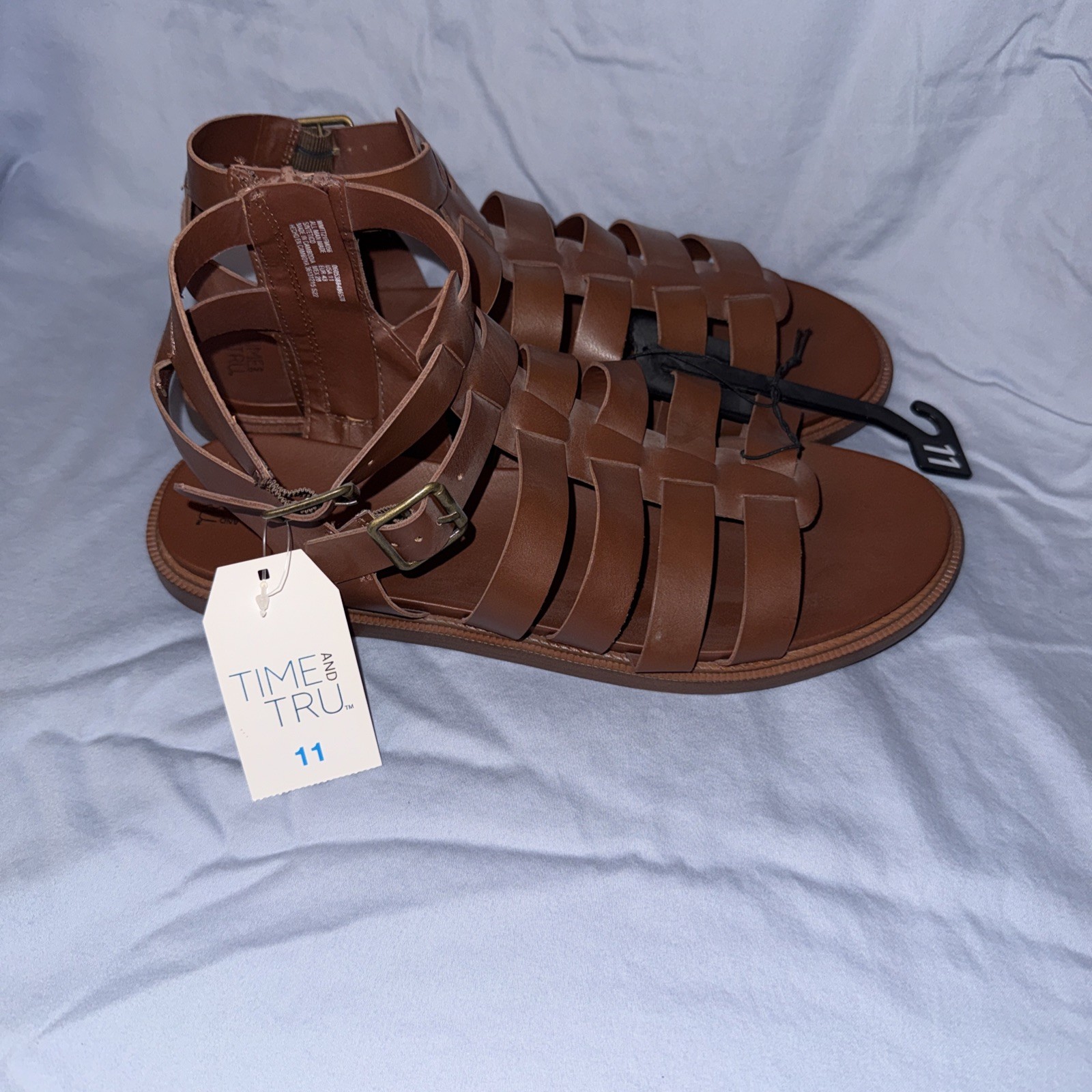 Time And Tru leather strappy sandals with adjustable buckle