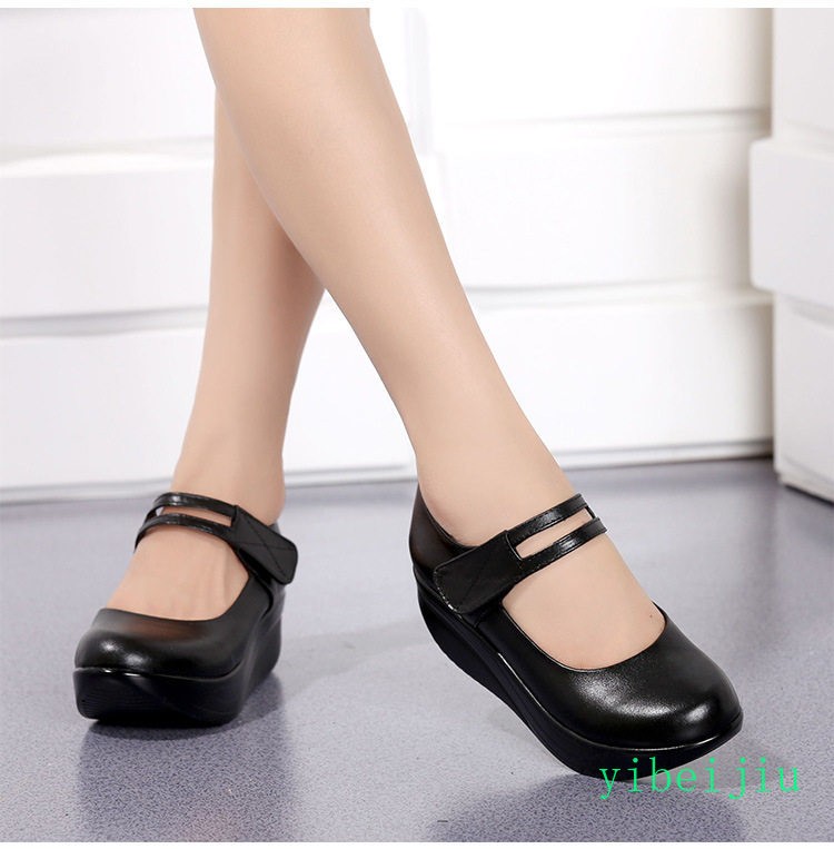 Womens College Platform Wedge Heels Round Toe Leather Creeper Boat Shoes Fashion