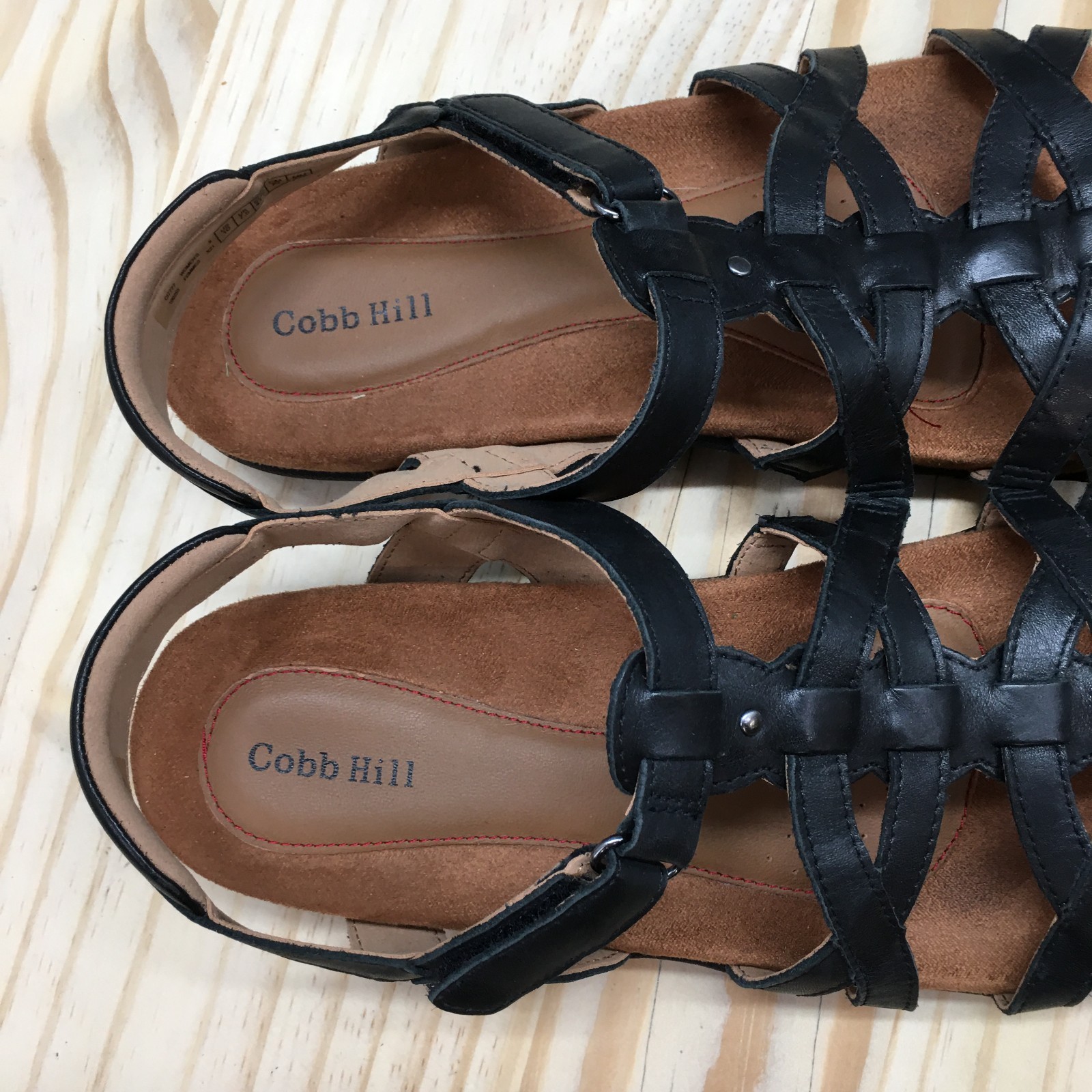 Cobb Hill Sandals Womens 10 N Ruby Strappy Slingback Flats CI7777 Black Leather