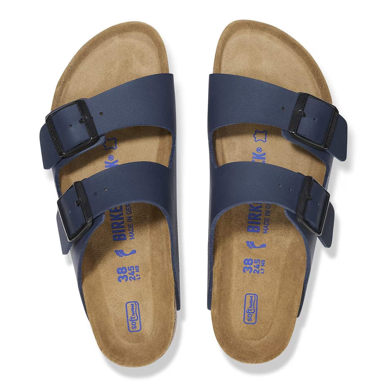 Birkenstock Arizona Soft Footbed Birko-Flor Sandals Black Stone Blue EU 37-45
