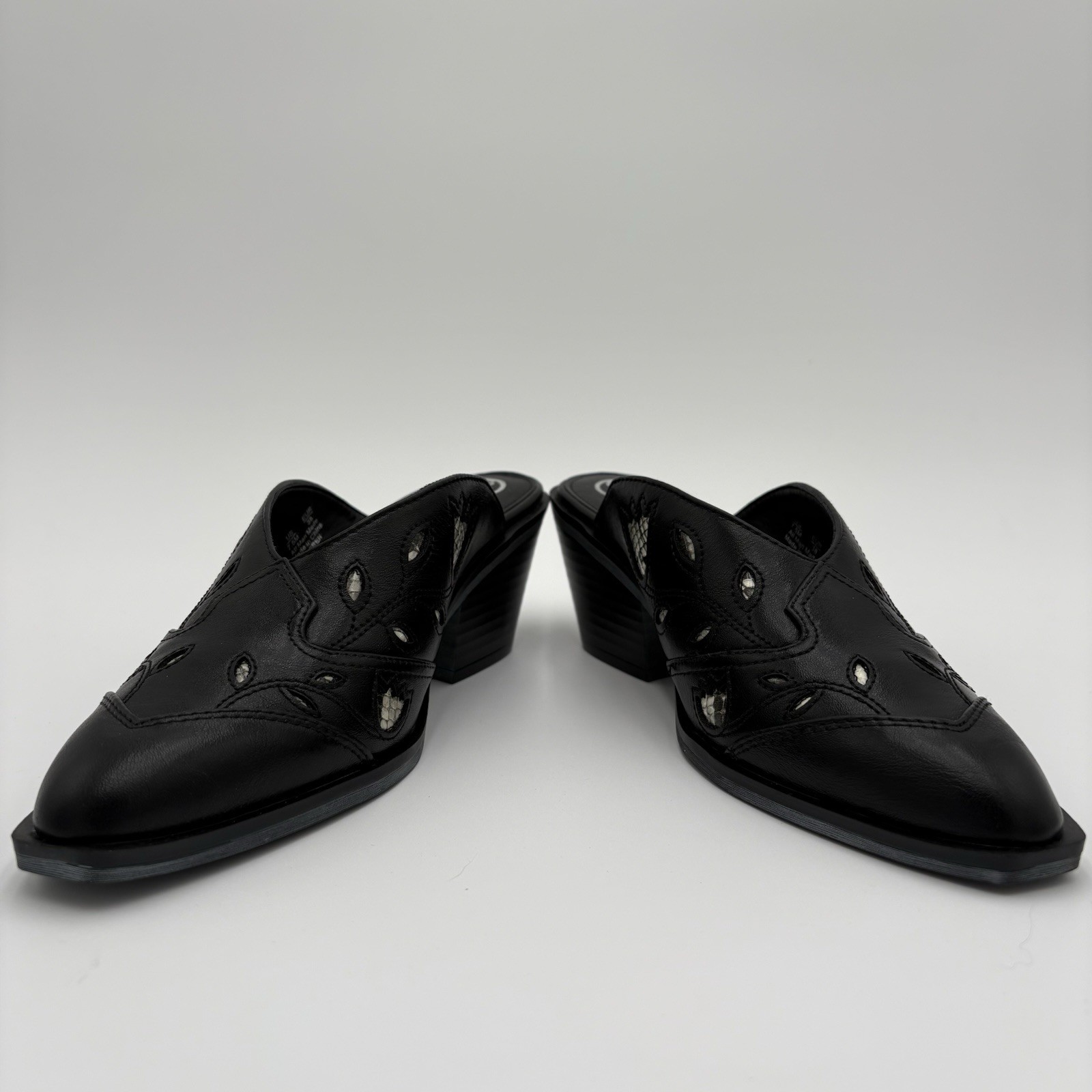 Sam & Libby Floren Black Western Mule Heels Women’s Size 7.5M Slip-On
