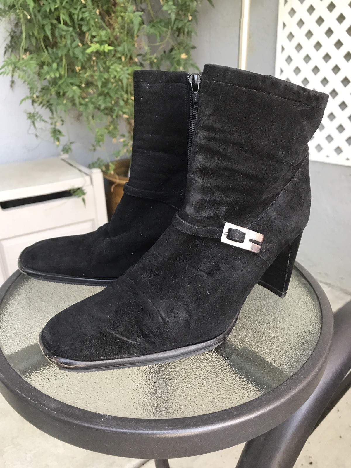 IDA MARCHINI $203 Made in Italy Womens Black Suede Ankle Boots Sz 35.5 / US 6