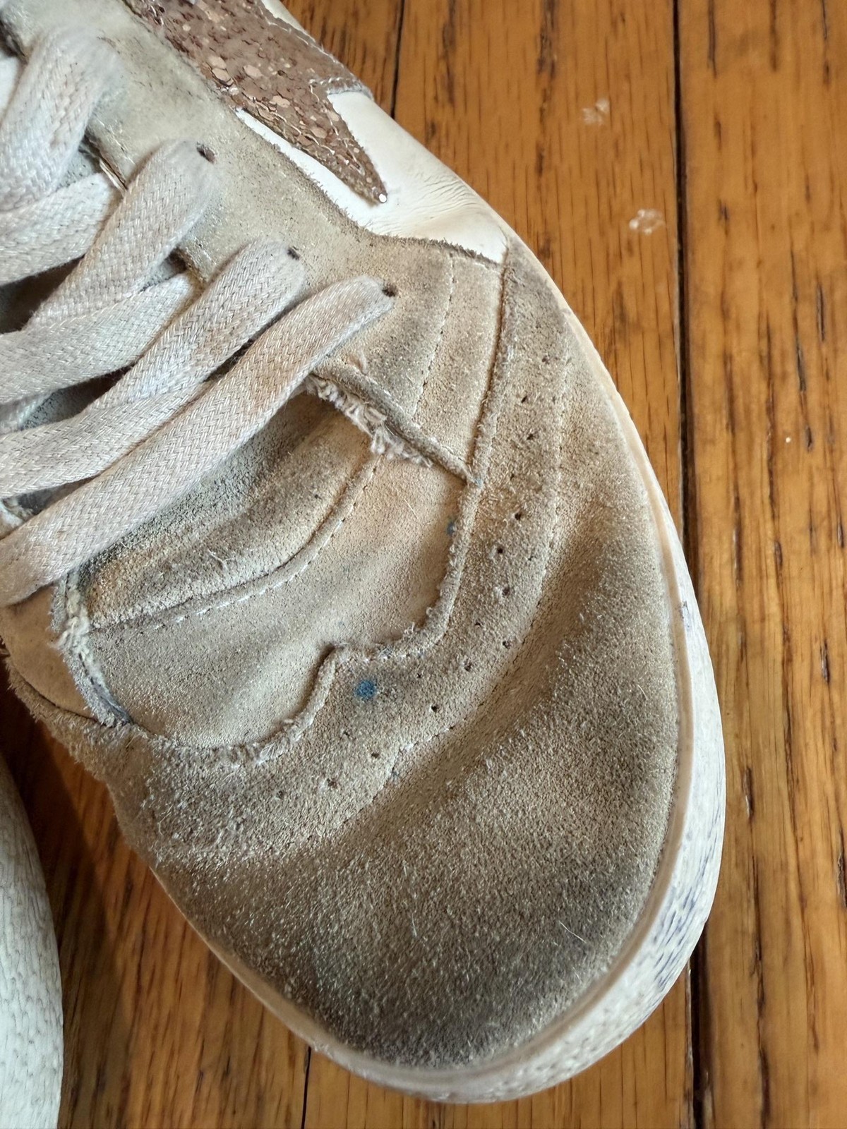 Golden Goose GGDB Private EDT Shoes Womens Size 9 Beige Glitter Sneakers Italy