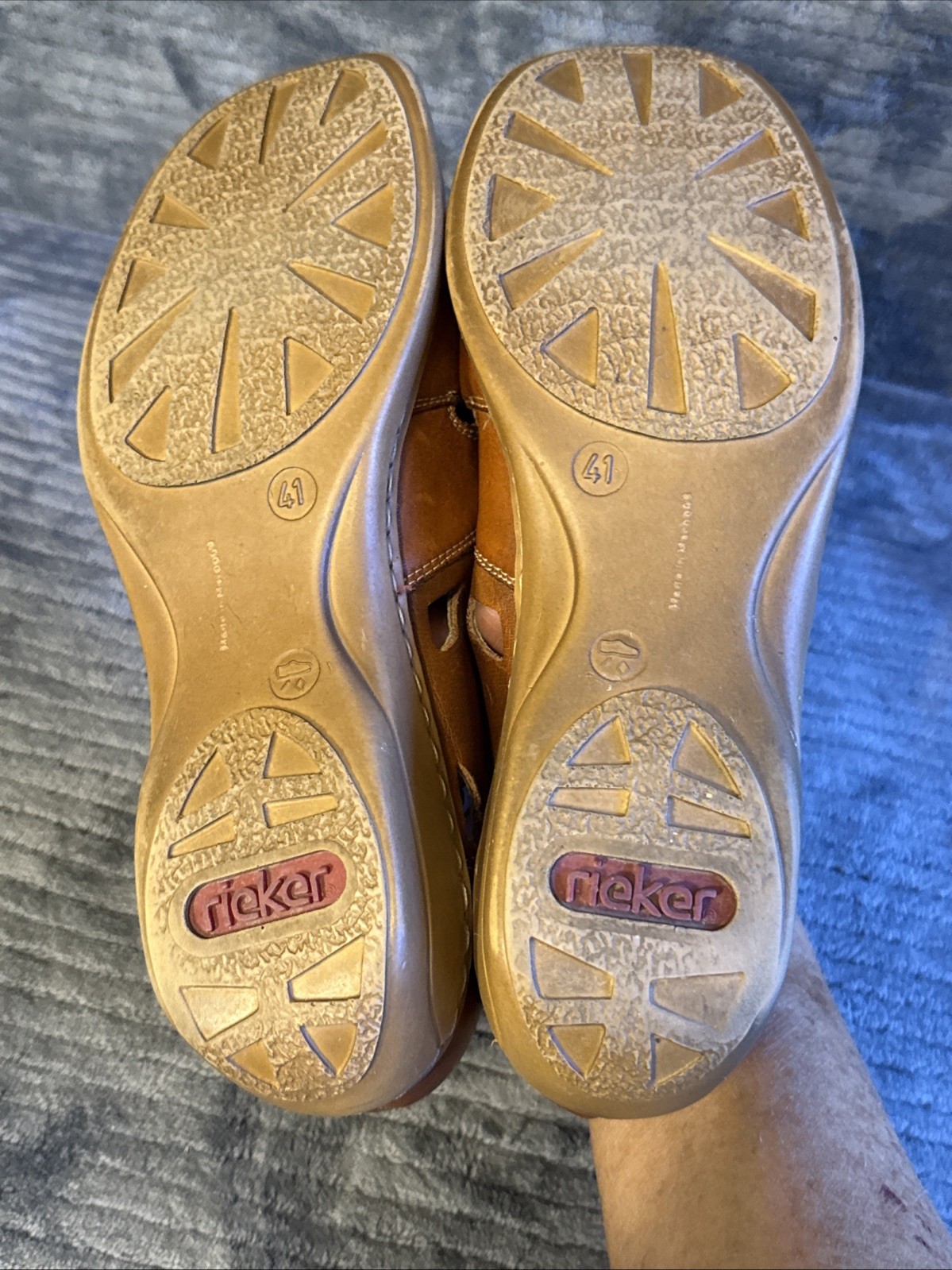 Rieker Shoes Womens 41 Slip On Loafers Beige Leather Square Toe Casual Comfort