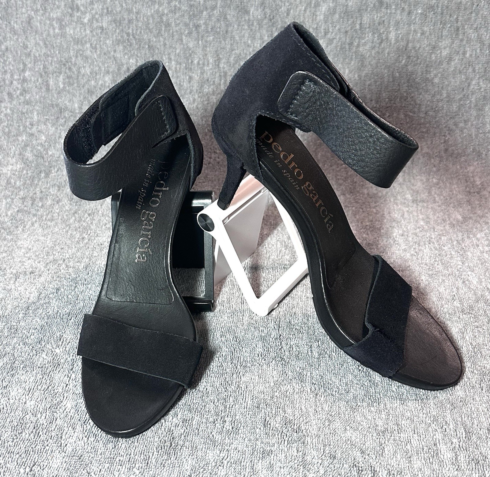 NWOB Pedro Garcia Winka Black Suede Ankle Strap Sandals Size EU38 MSRP $595