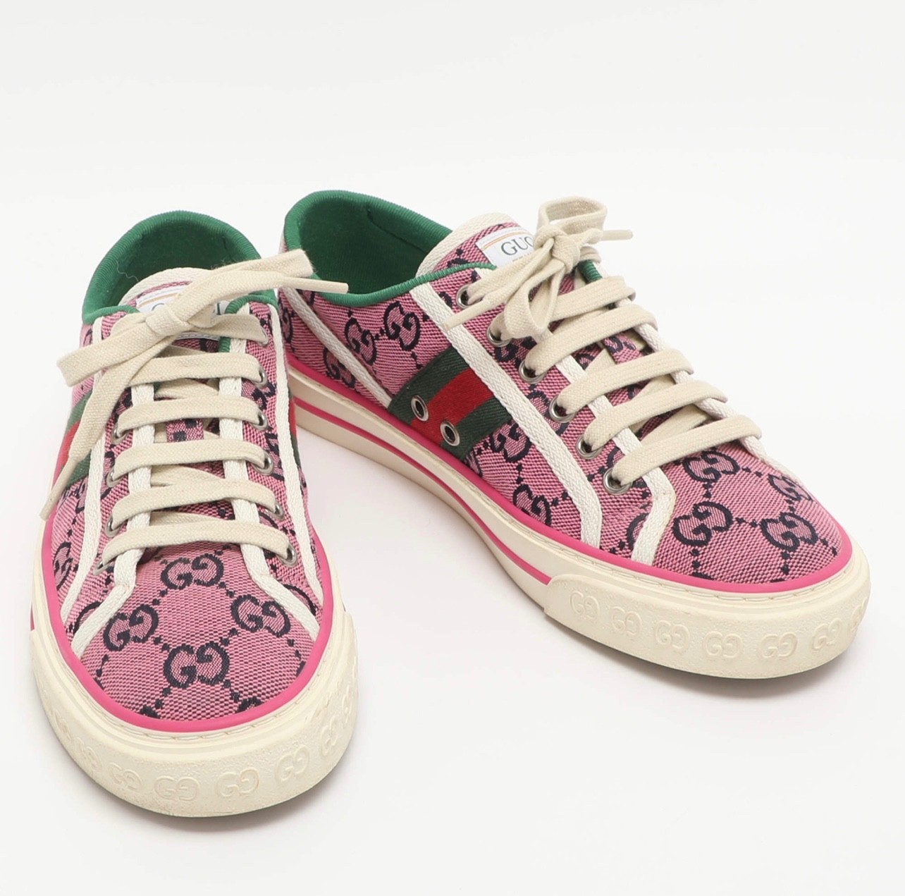 Gucci Tennis 1977 Size 36 Pink GG Canvas Low Top Sneakers