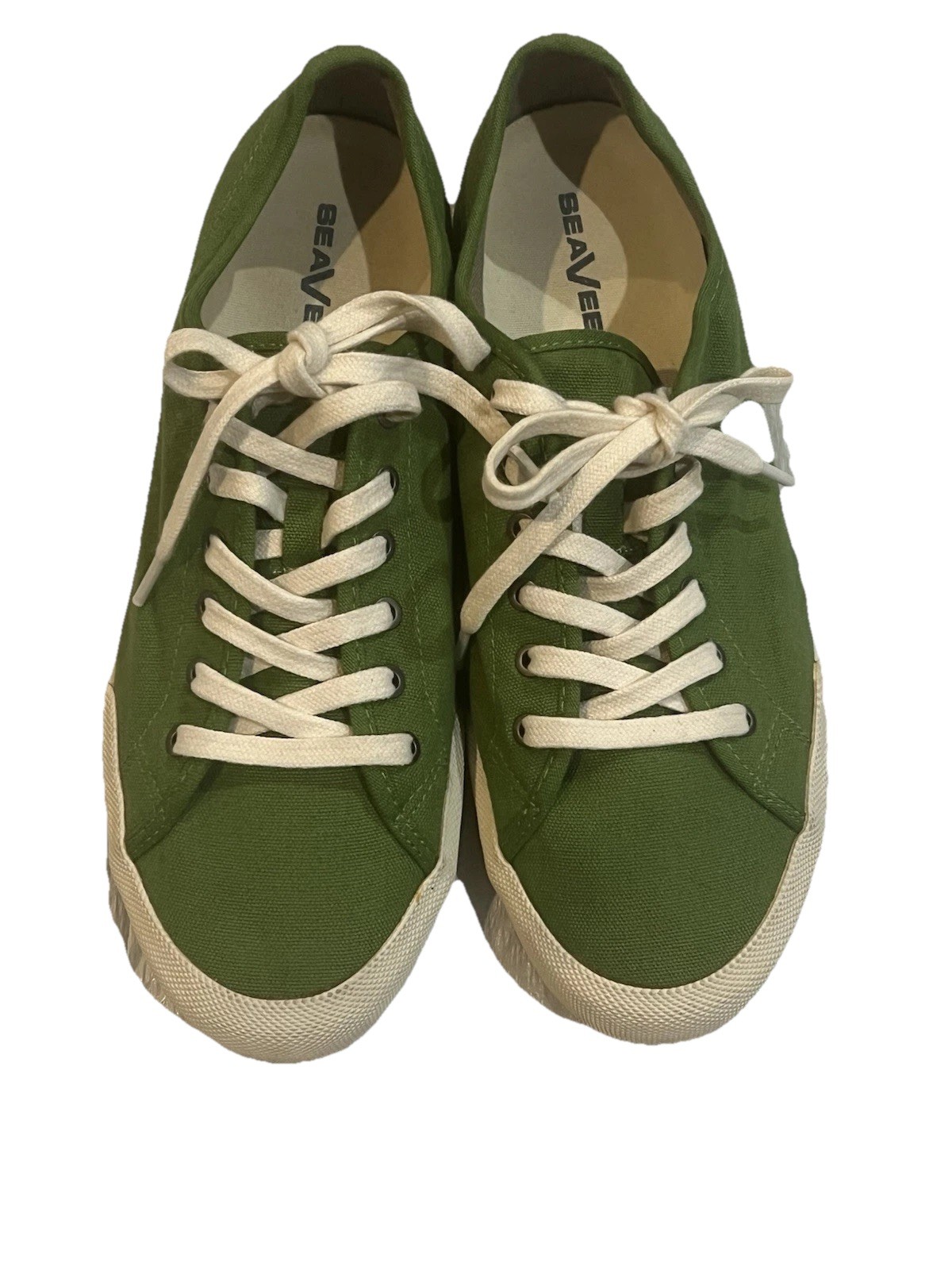 SeaVees Monterey Sneakers Womens Sz 10 Cotton Canvas Green Lace Up Shoes
