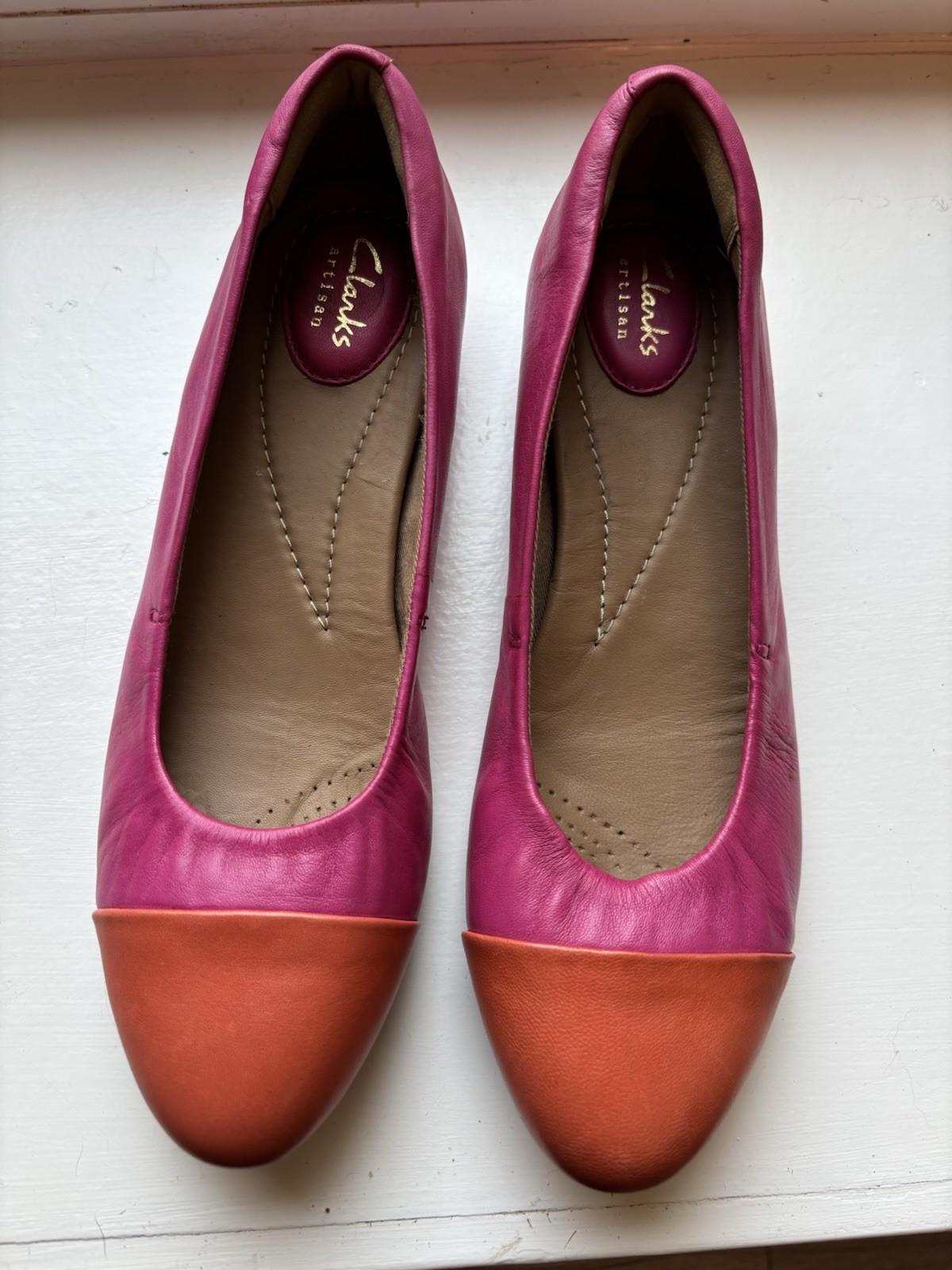 RARE! Clarks Alitay 9 Hot Pink and Orange Color Block Brand New No Box