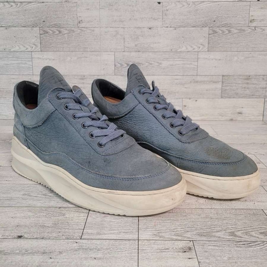 Women’s Filling Pieces Handmade Blue Leather Low Top Sneakers Shoes Size 40