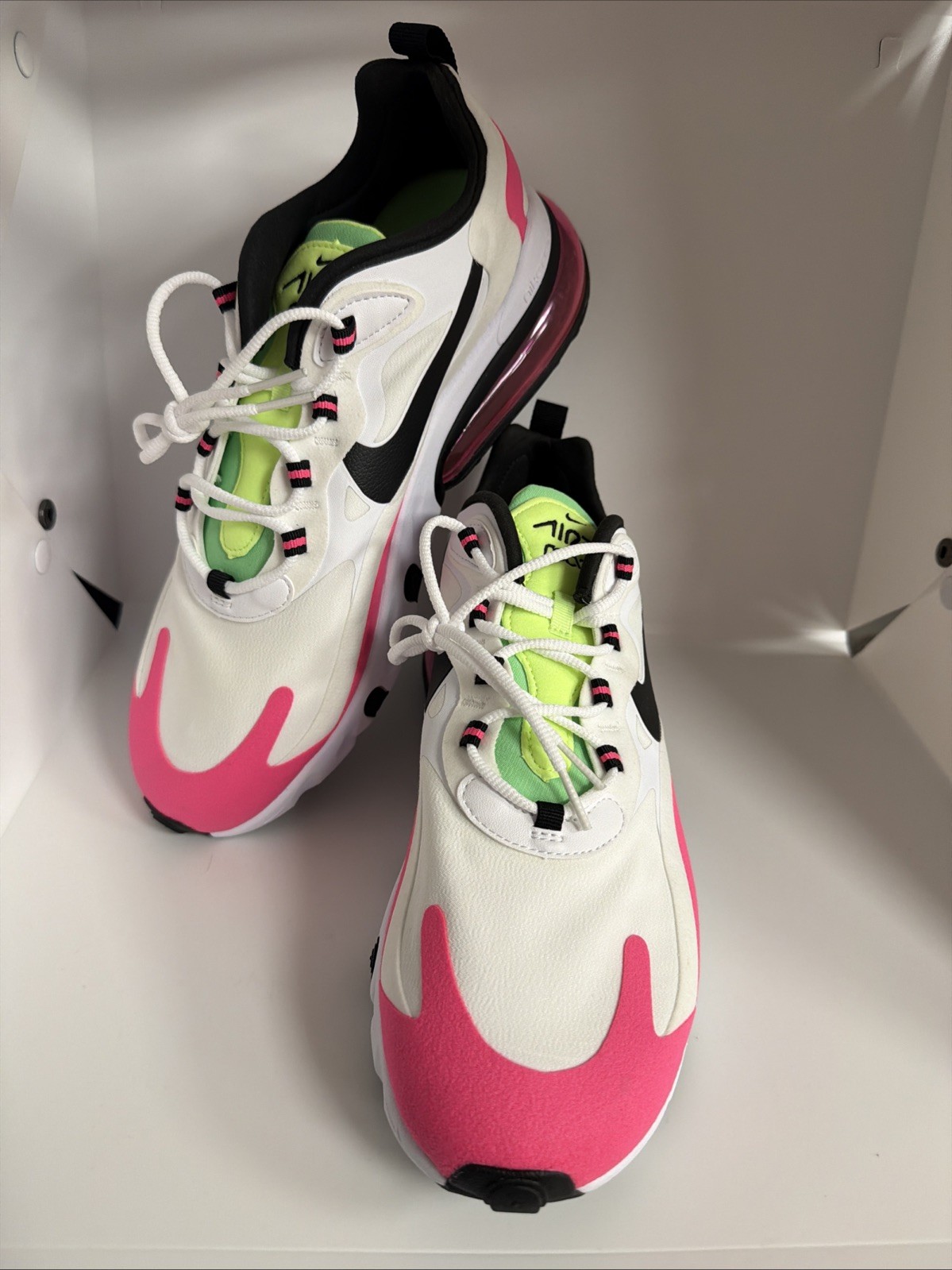 Nike Air Max 270 React Shoes Womens White Pink Black Green CJ0619-101 Size 12